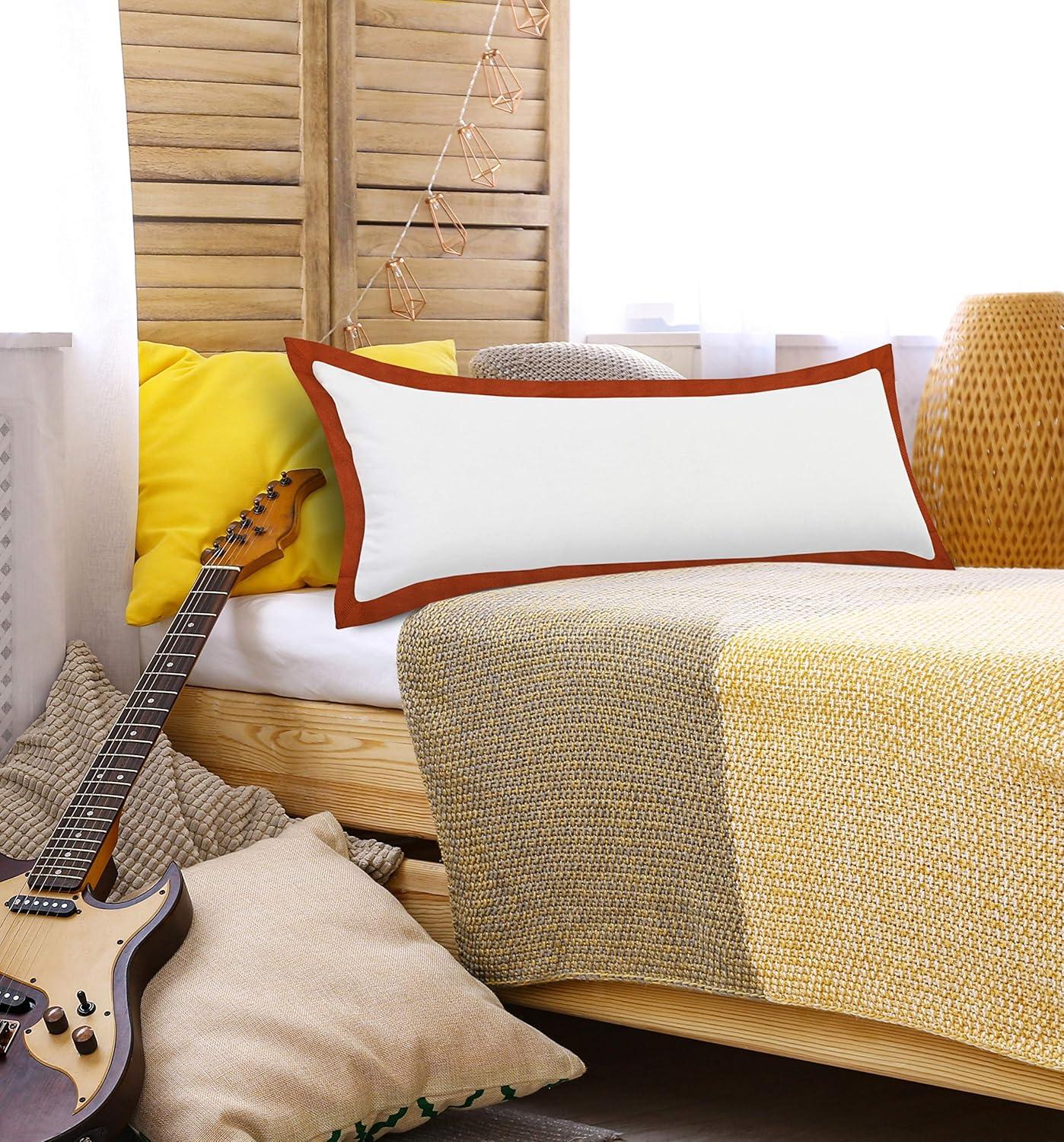 ZeaZu 14" X 36" 100% Cotton Geometric Zippered Pillow