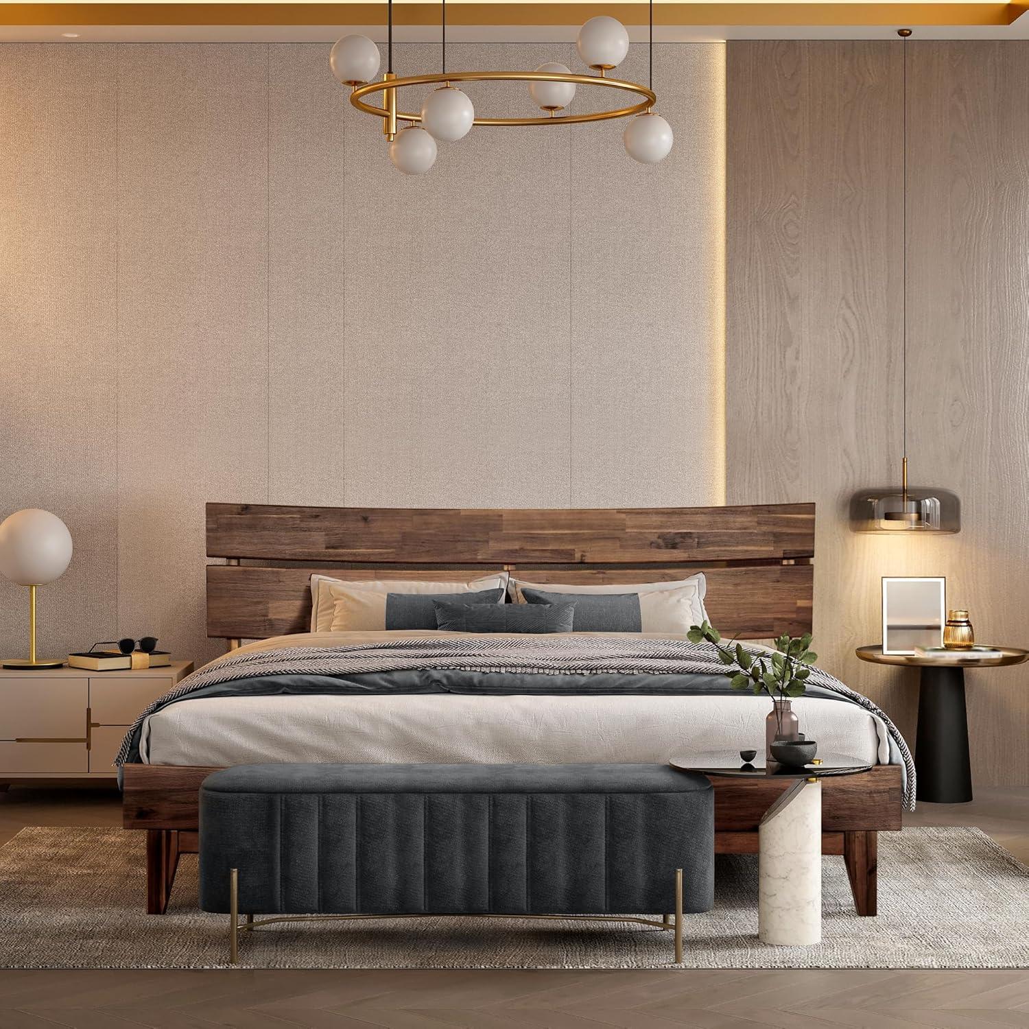 Aurora Solid Wood Bed Frame with Headboard