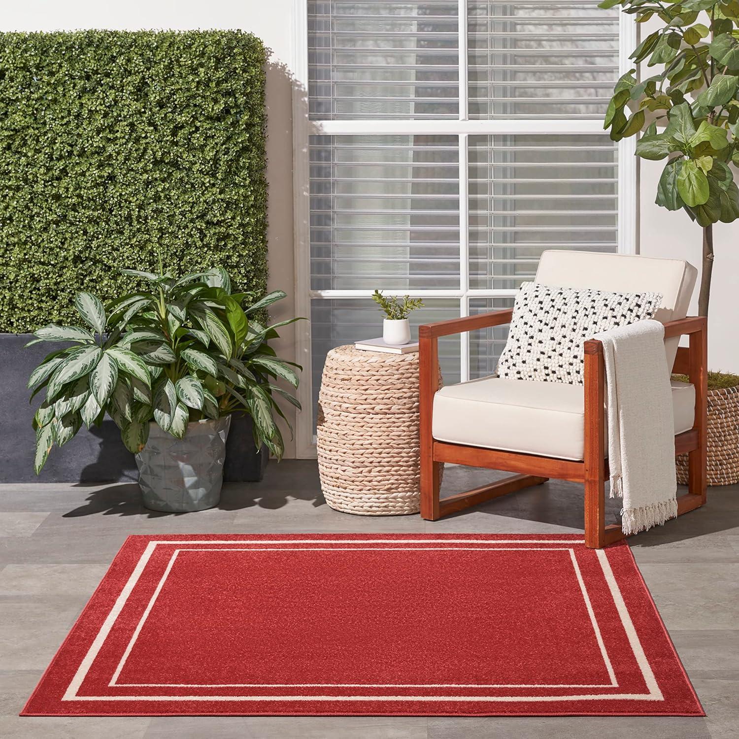 Nourison Essentials 5' x square Brick/Ivory Contemporary Indoor/Outdoor Rug
