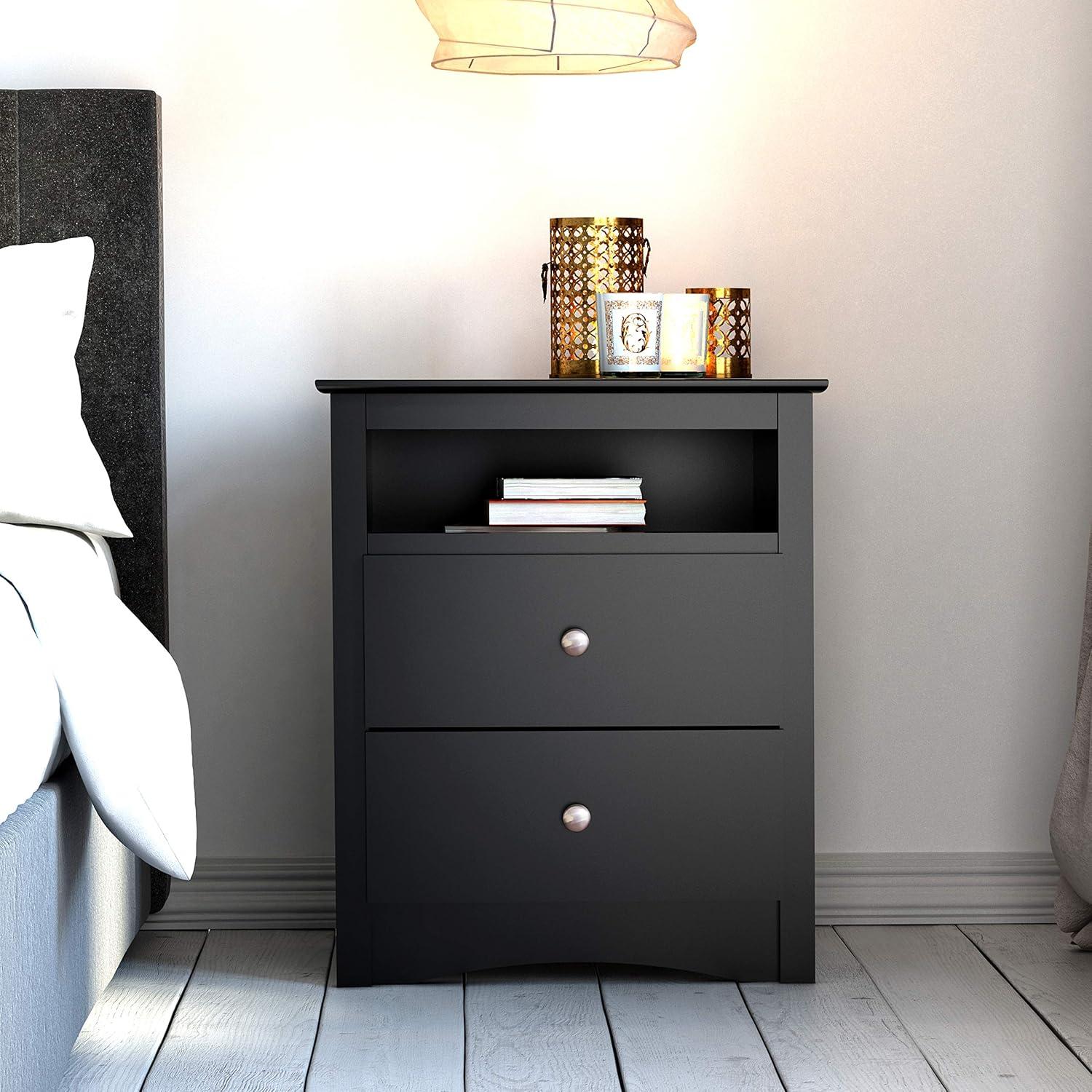 Tall 2 - Drawer Nightstand with Open Shelf - Prepac