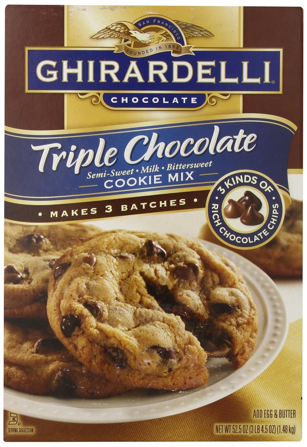 Ghirardelli Triple Chocolate Cookie Mix with Semi-Sweet, Milk, Bittersweet Chips - 52.5 oz