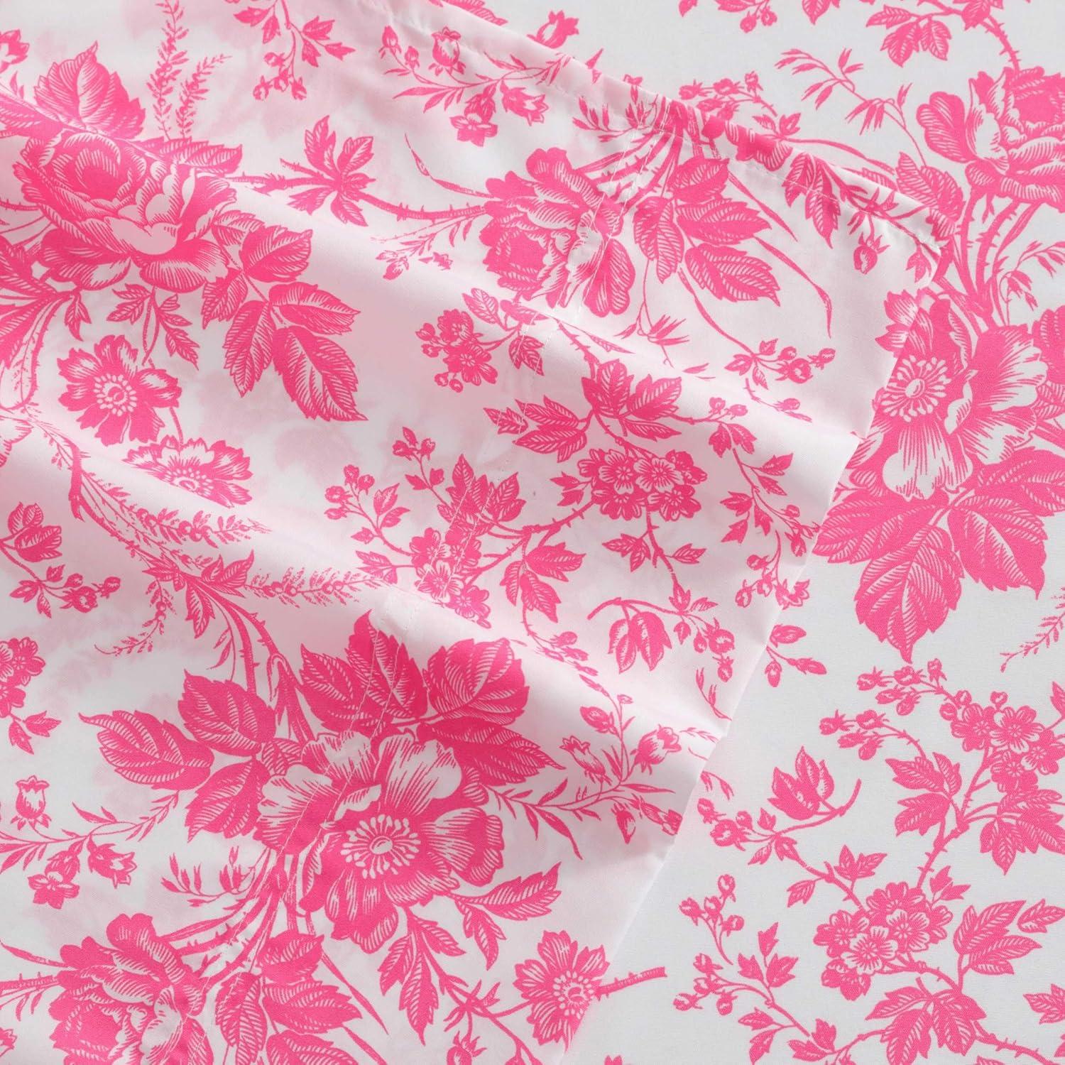 Pink Floral Twin Microfiber Sheet Set