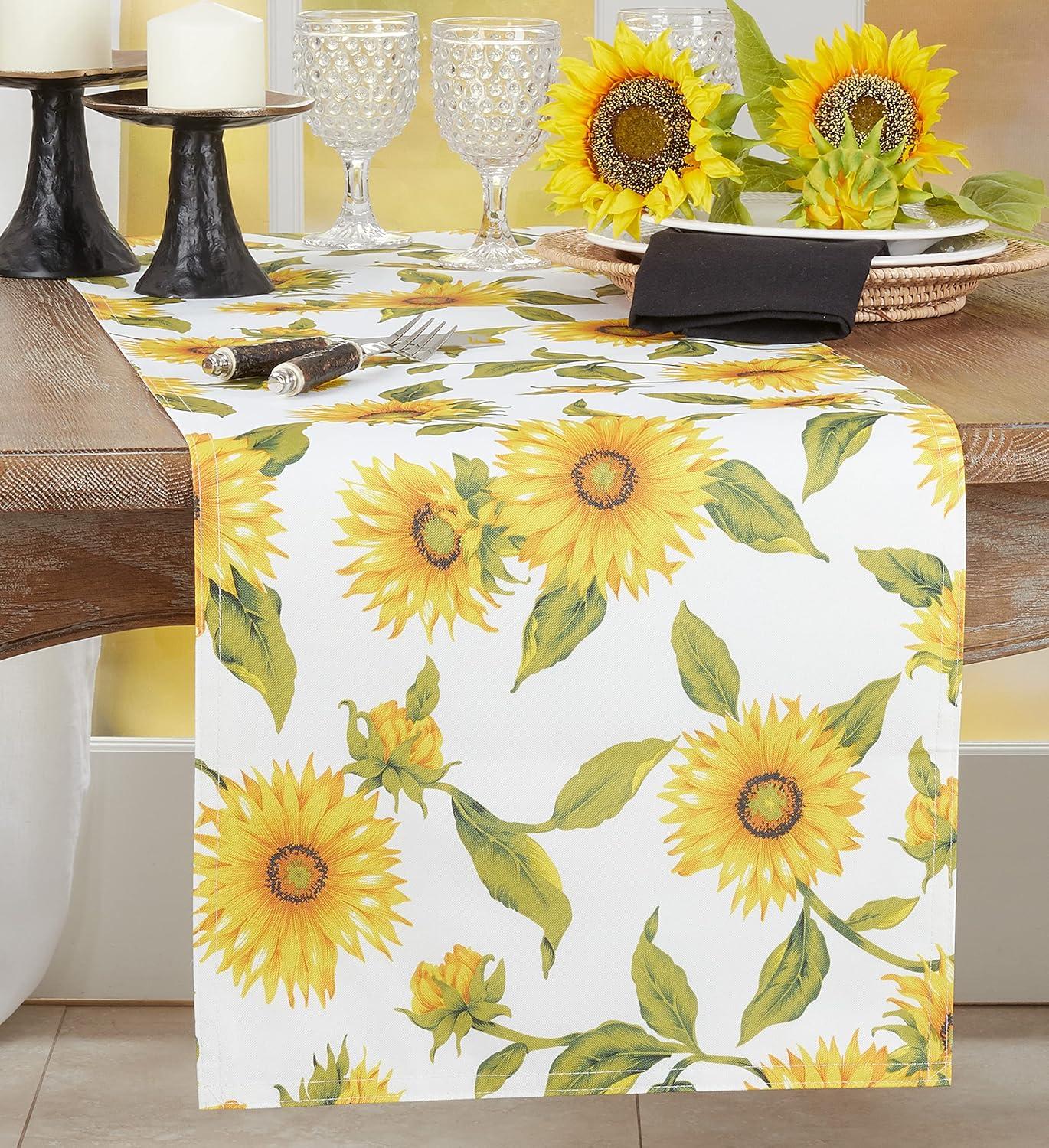 Saro Lifestyle Sunflower Design Dining Table Runner