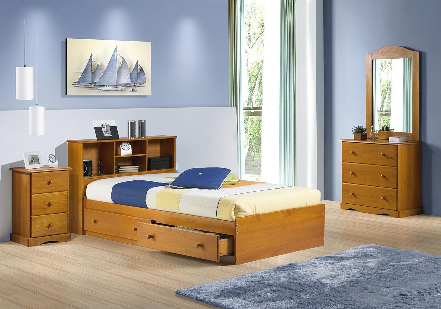 Java Twin Wood Storage Bed with Drawers and Slats