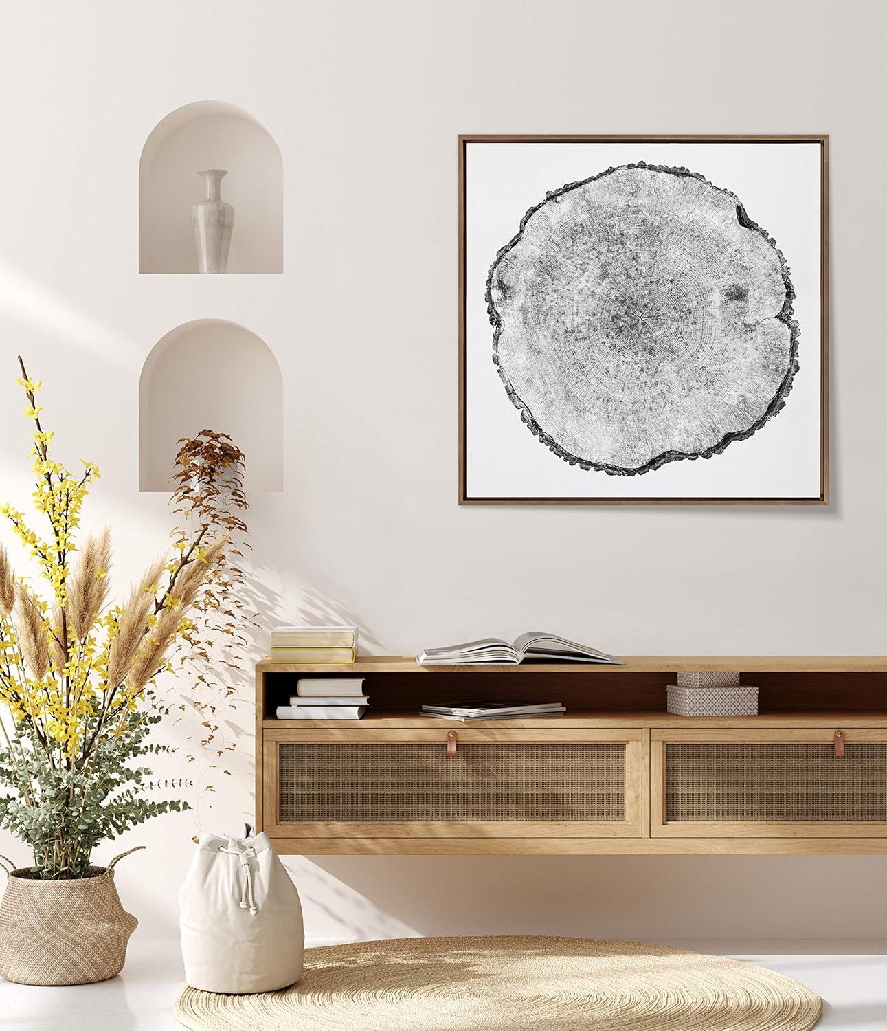 30" x 30" Sylvie Tree Rings Framed Wall Canvas by Emiko and Mark Franzen: Modern Botanical Art - Kate & Laurel All Things Decor