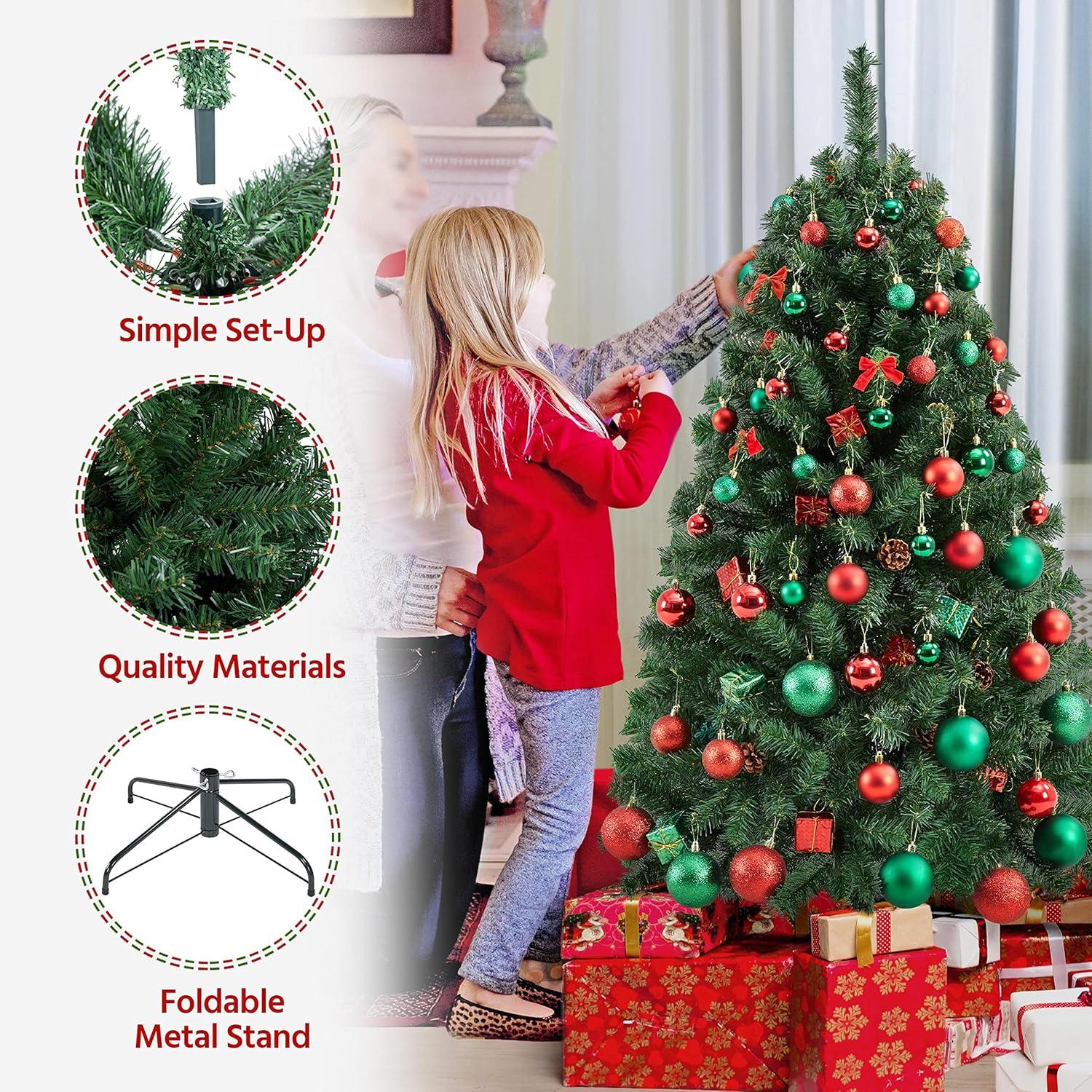 Yaheetech 4.5Ft/6Ft/7.5Ft/9Ft Hinged Spruce Artificial Christmas Tree Holiday Decoration with PVC Tips