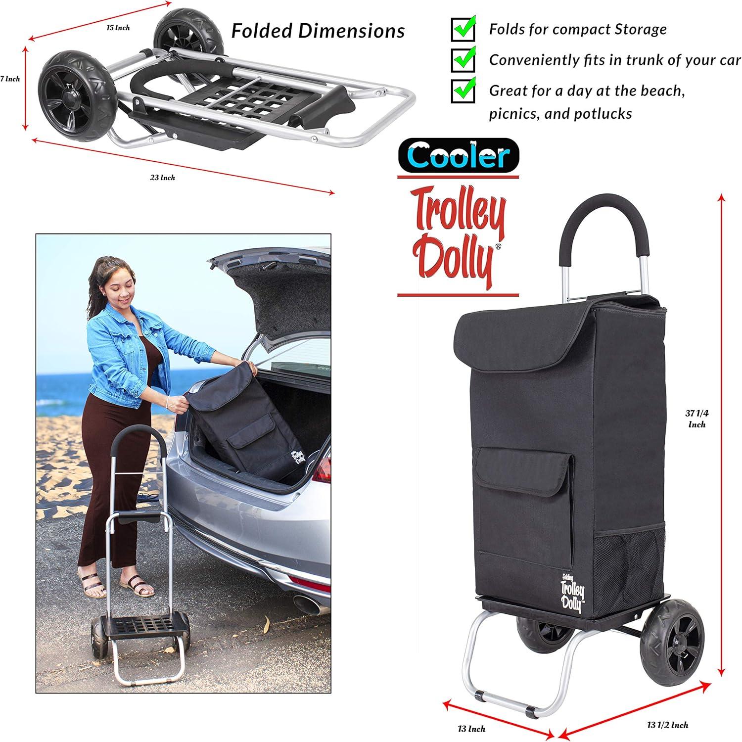 dbest products Cooler Trolley Dolly, Black Insulated cooler bag folding collapsible rolling shopping grocery tailgating bbq beer ice cart
