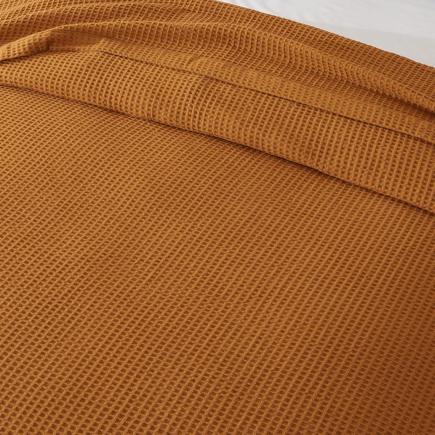 Vintage Comfort 100% Cotton Waffle Weave Thermal Bed Blanket, Twin