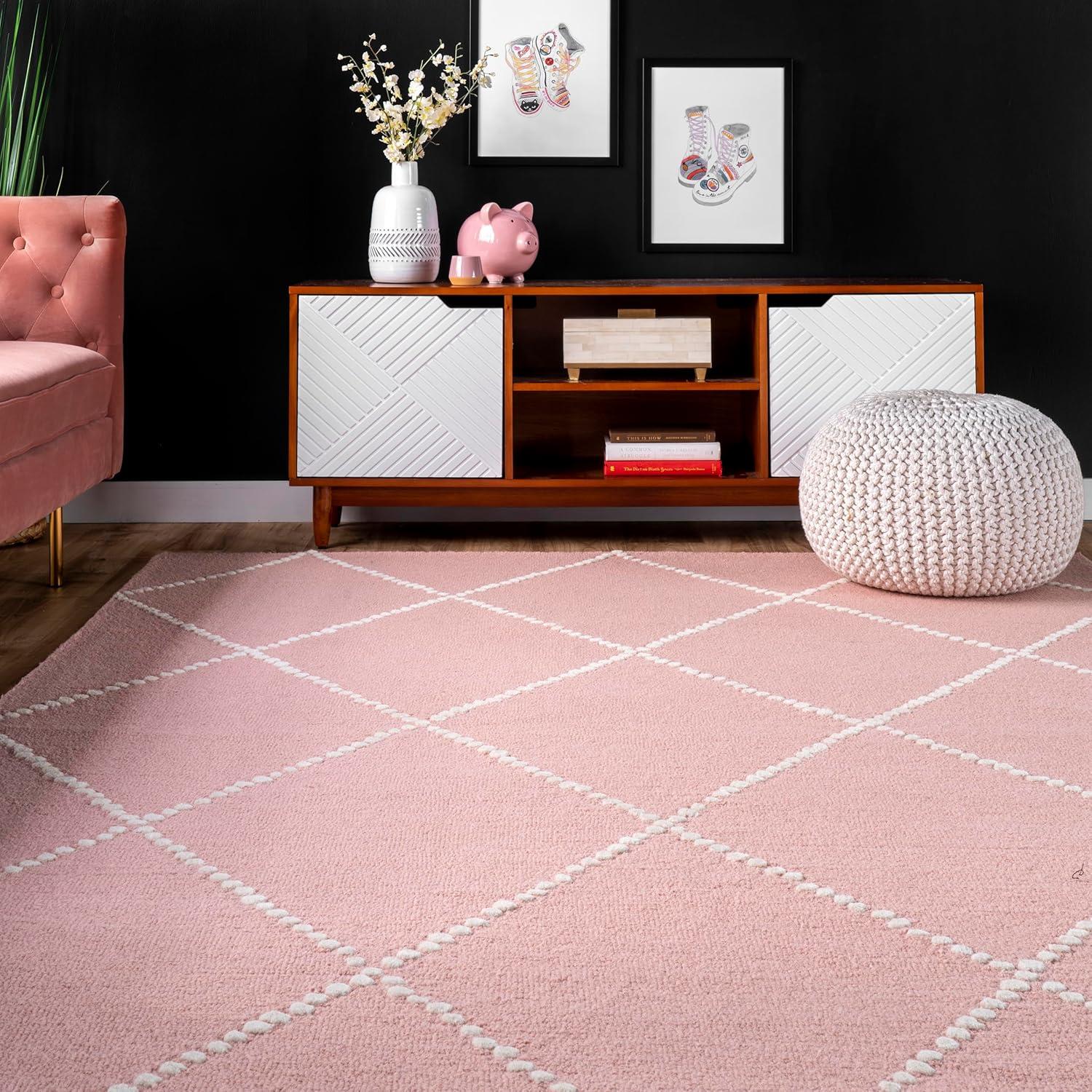 4'x6' Wool Hand Tufted Elvia Area Rug Baby Pink - nuLOOM