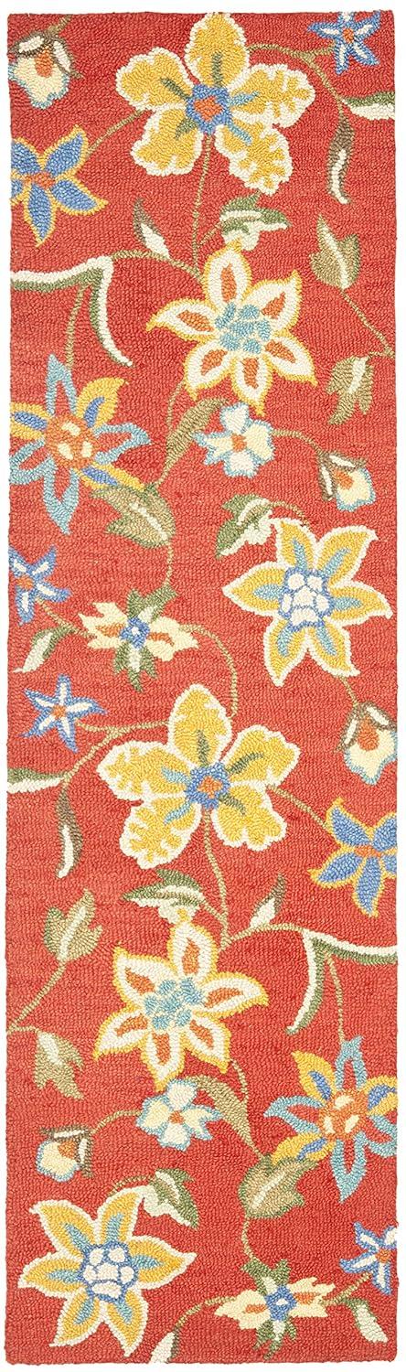 Blossom BLM673 Hand Hooked Runner Rug - Rust/Multi - 2'3"x8' - Safavieh.