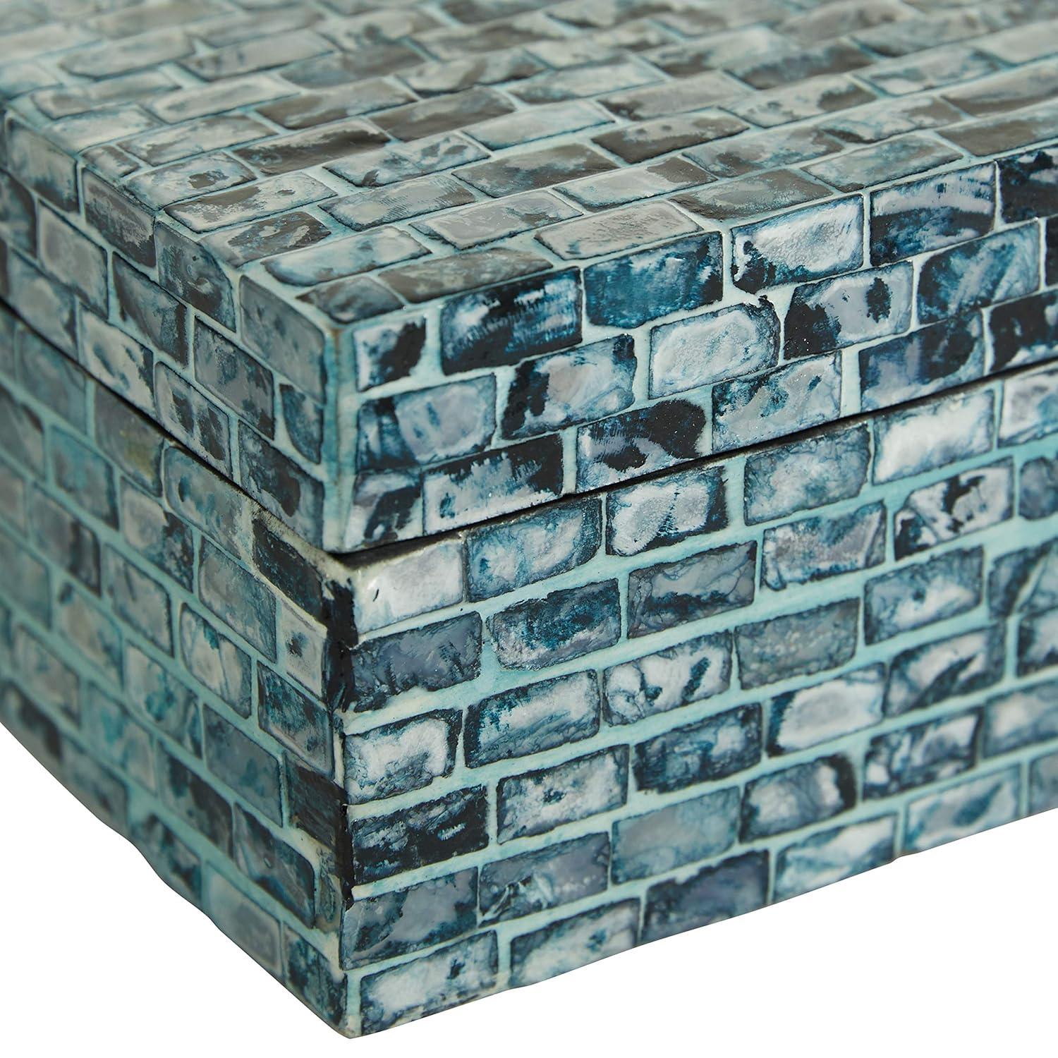 Set of 2 Shell Mosaic Patterned Wood Box White - Olivia & May
