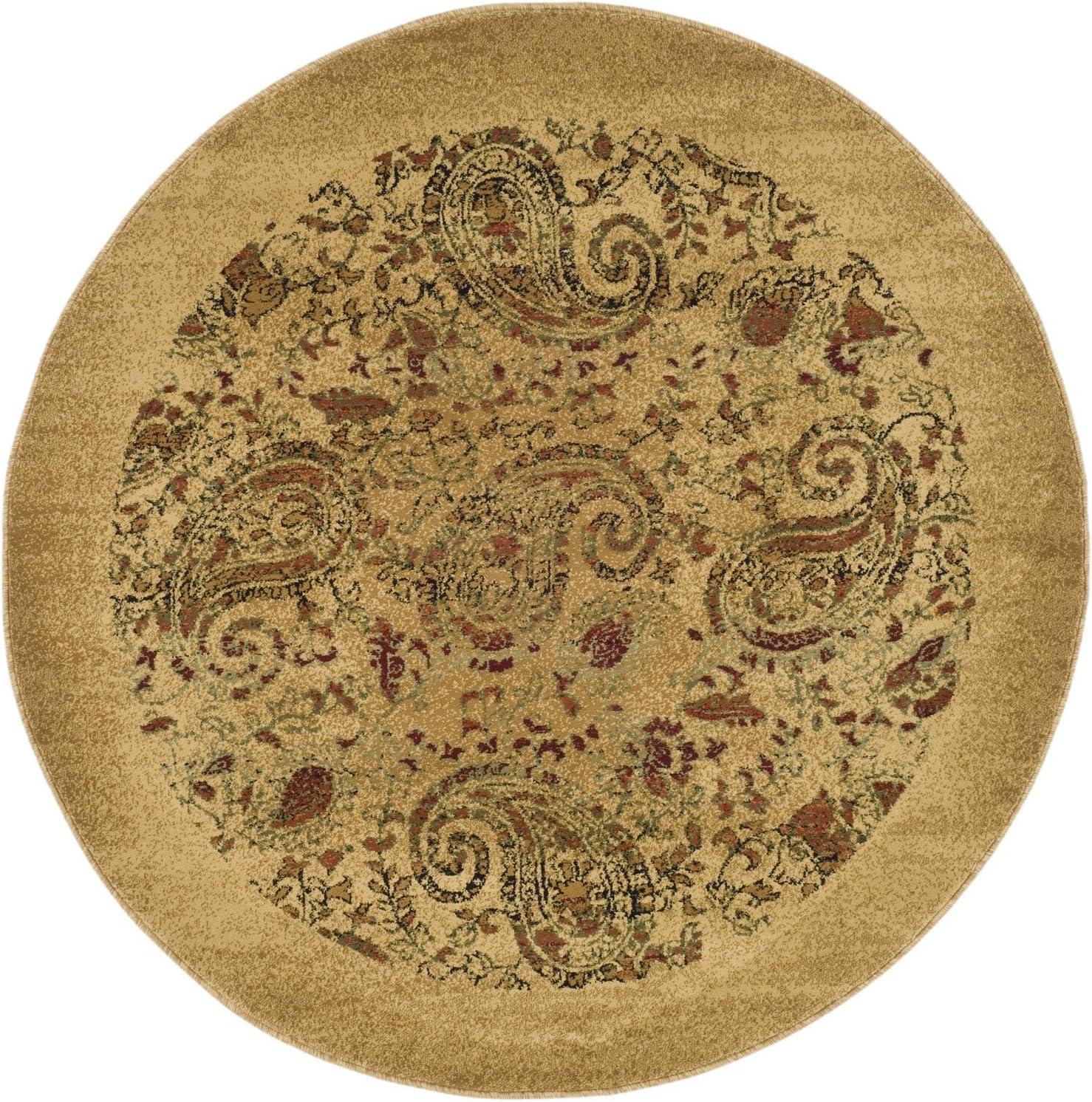 Beige and Multicolor Traditional Paisley Area Rug