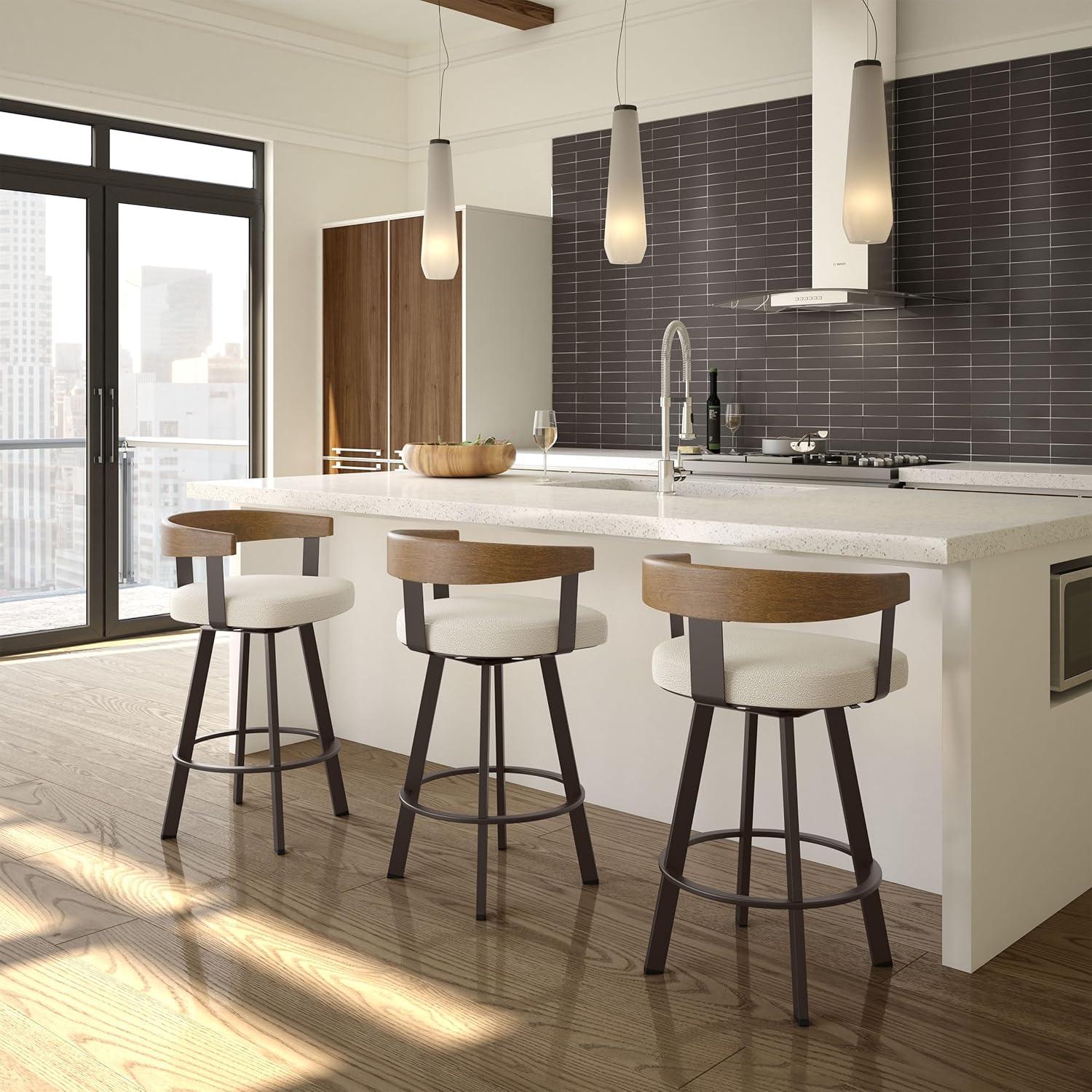 Amisco Lars Upholstered Barstool Cream/Dark Brown