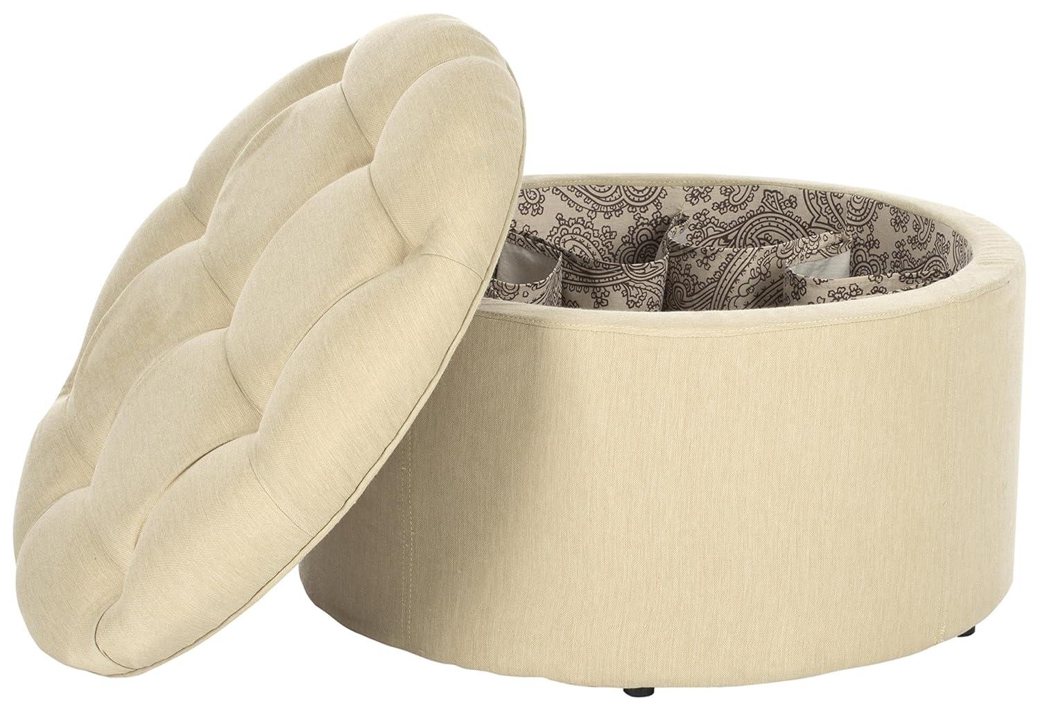 Tanisha Shoe Storage Ottoman - Off White - Safavieh
