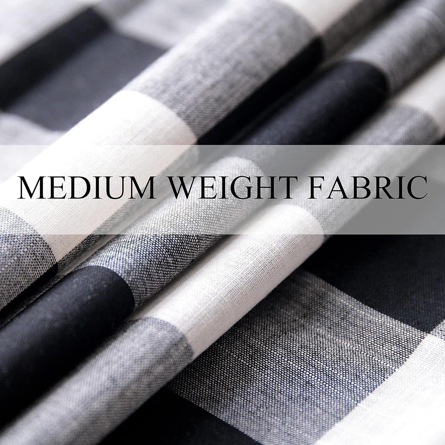 Creativesfun 2 Panels Checks Line Up Set Farmhouse Faux Linen Look Buffalo Plaid Grommet Window Curtain (Black & Cream, Panel 丨W53 X L84-INCH 2PCS)