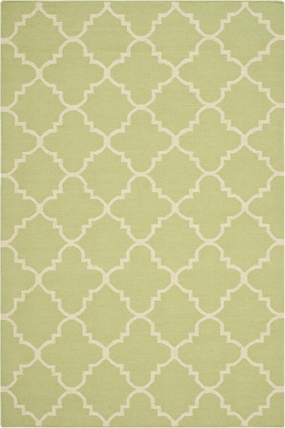 Safavieh Dhurries Malina 4 x 6 (ft) Wool Light Green/Ivory Rectangular Indoor Trellis Coastal Area rug