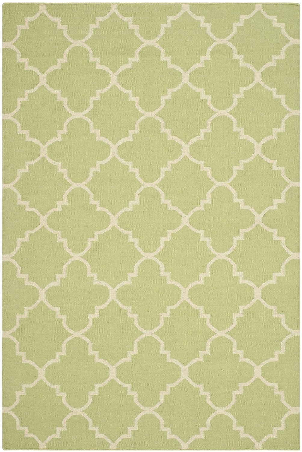 Safavieh Dhurries Malina 4 x 6 (ft) Wool Light Green/Ivory Rectangular Indoor Trellis Coastal Area rug