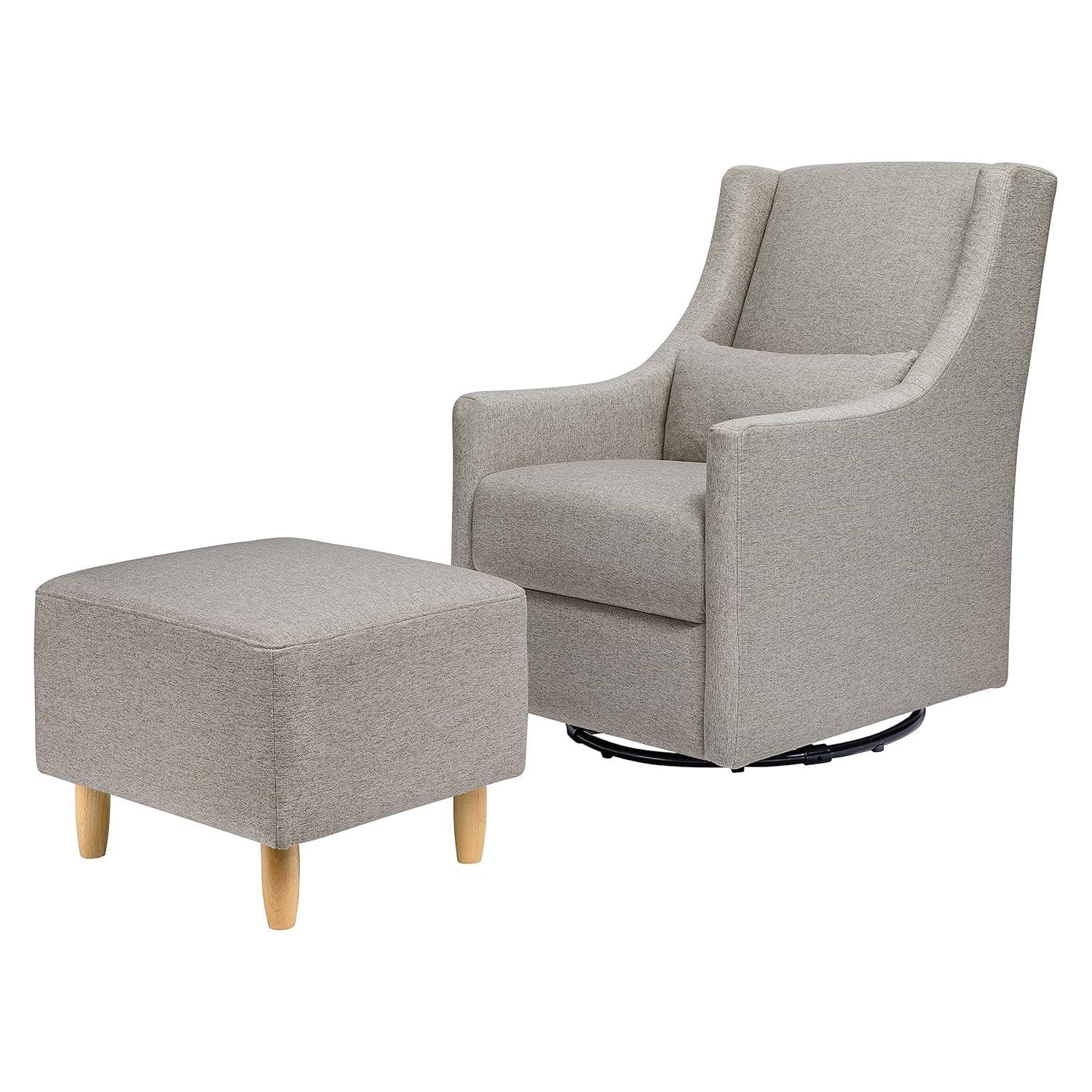 Eco-Weave Grey Swivel Glider with Ottoman for Modern Nurseries