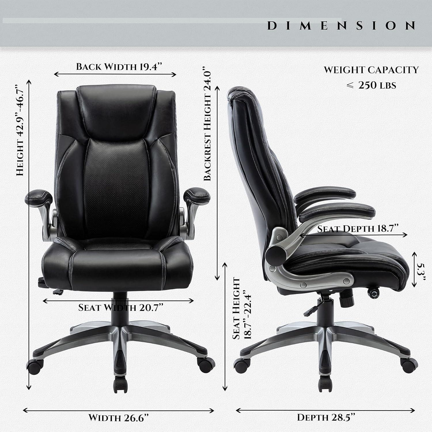 Black High Back Leather Executive Swivel Chair with Adjustable Arms