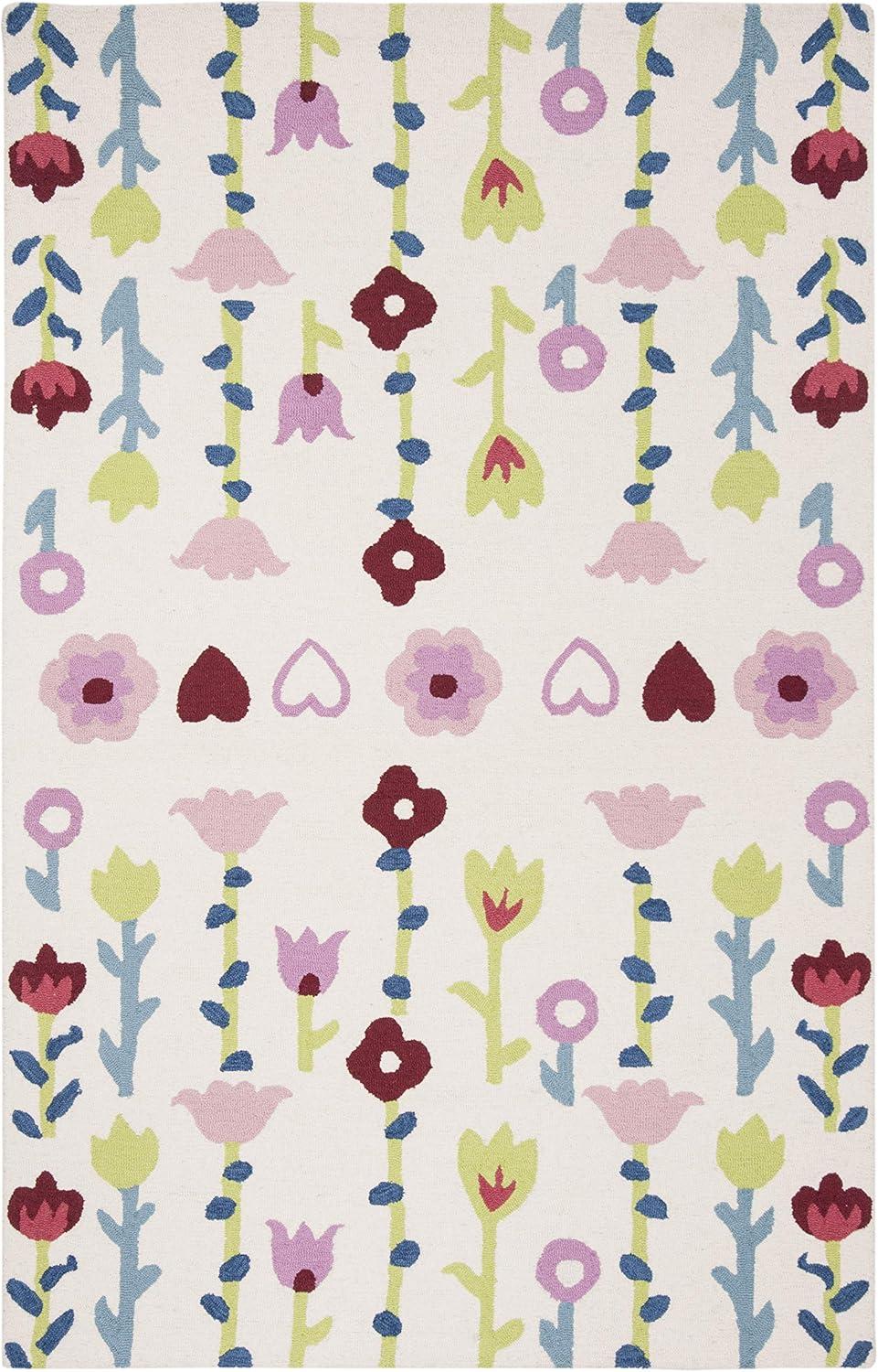 Safavieh Kids Floral SFK918 Hand Tufted Indoor Accent Rug - Ivory/Pink - 3'x5' - Safavieh