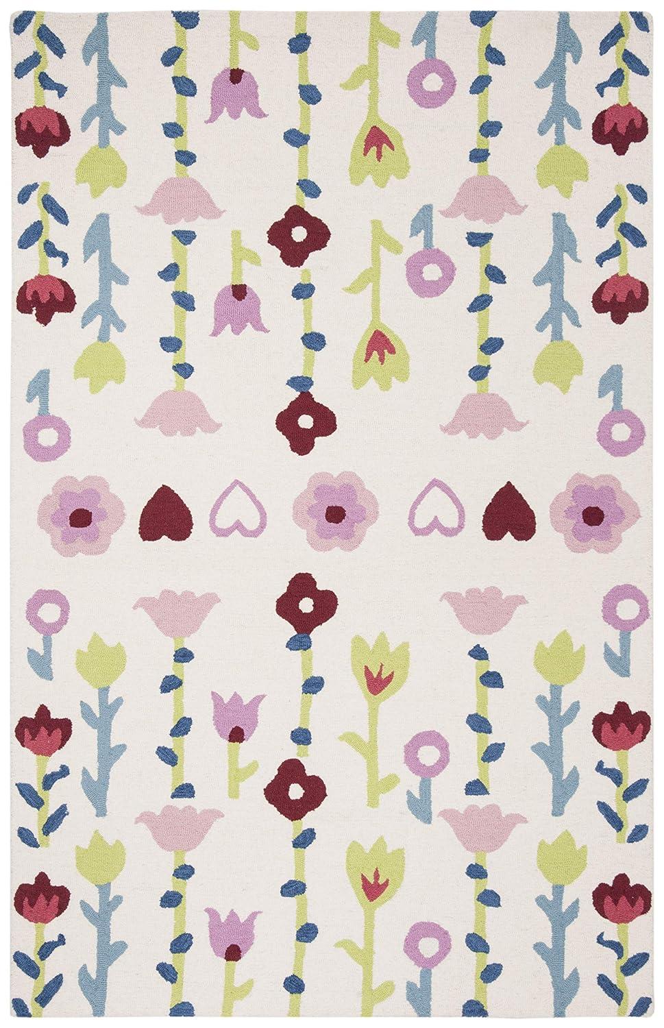 Safavieh Kids Floral SFK918 Hand Tufted Indoor Accent Rug - Ivory/Pink - 3'x5' - Safavieh