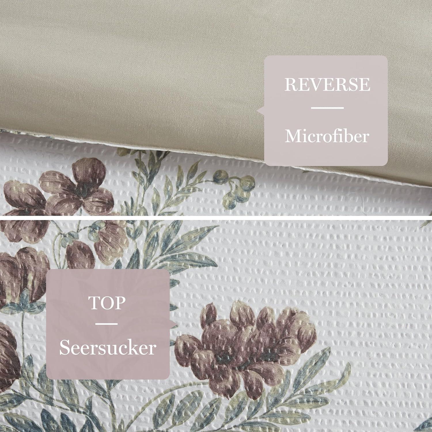 Zennia 7 Piece Seersucker Floral Comforter Set with Throw Blanket