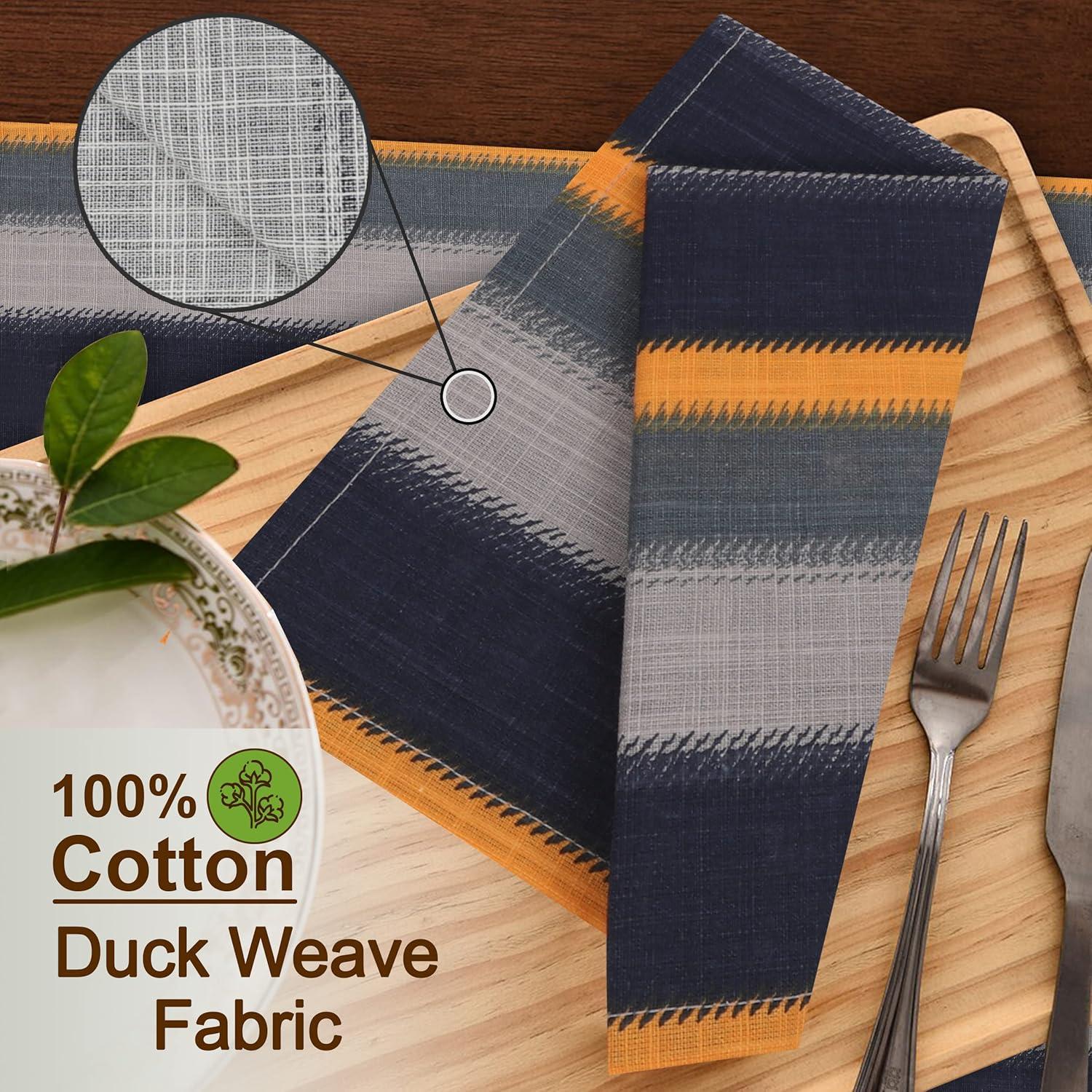 Ruvanti Cloth Napkins Set of 6 Cotton 100%, 18x18 inches Napkins Cloth Washable, Soft, Absorbent. Cotton Napkins for Parties, Christmas, Thanksgiving, Weddings, Dinner Napkins Cloth - Stripes