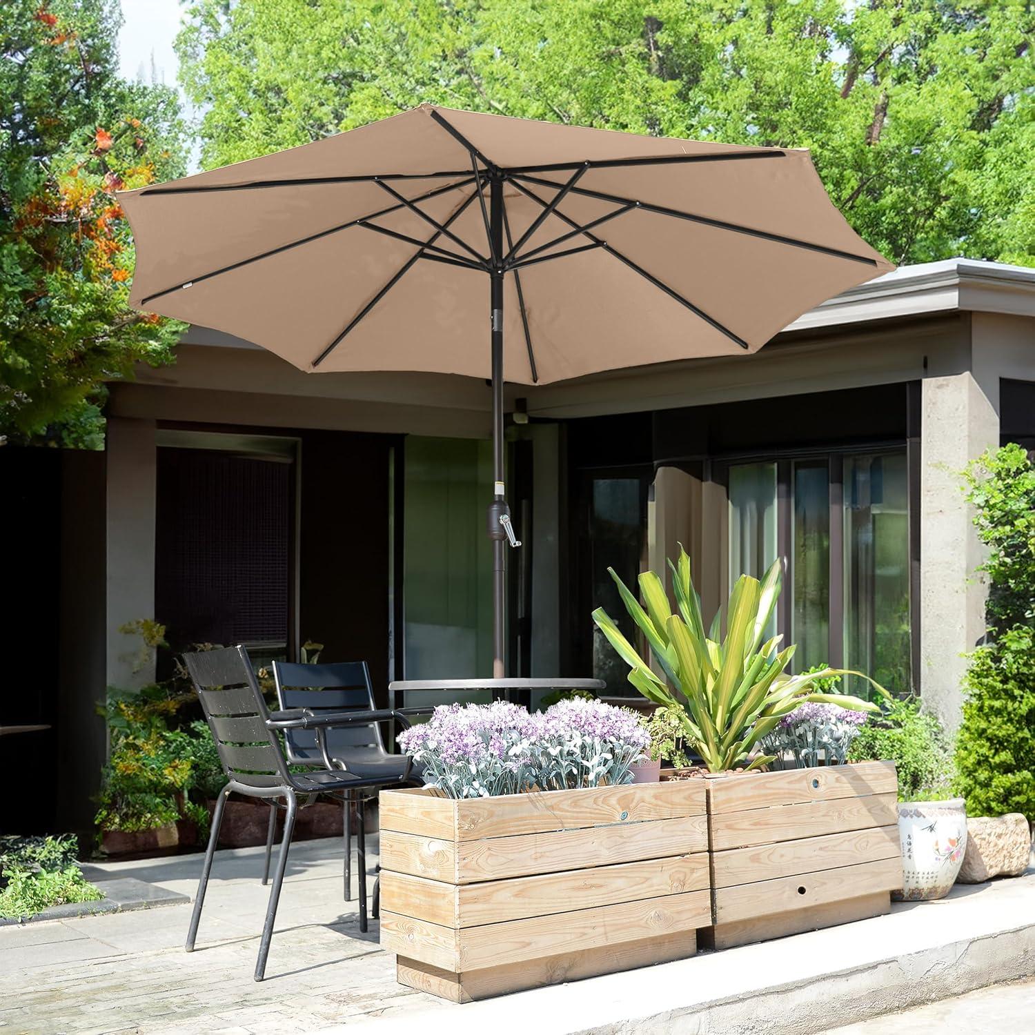 Villacera 83-OUT5442 9 ft. Outdoor Patio Umbrella with 8 Ribs - Beige