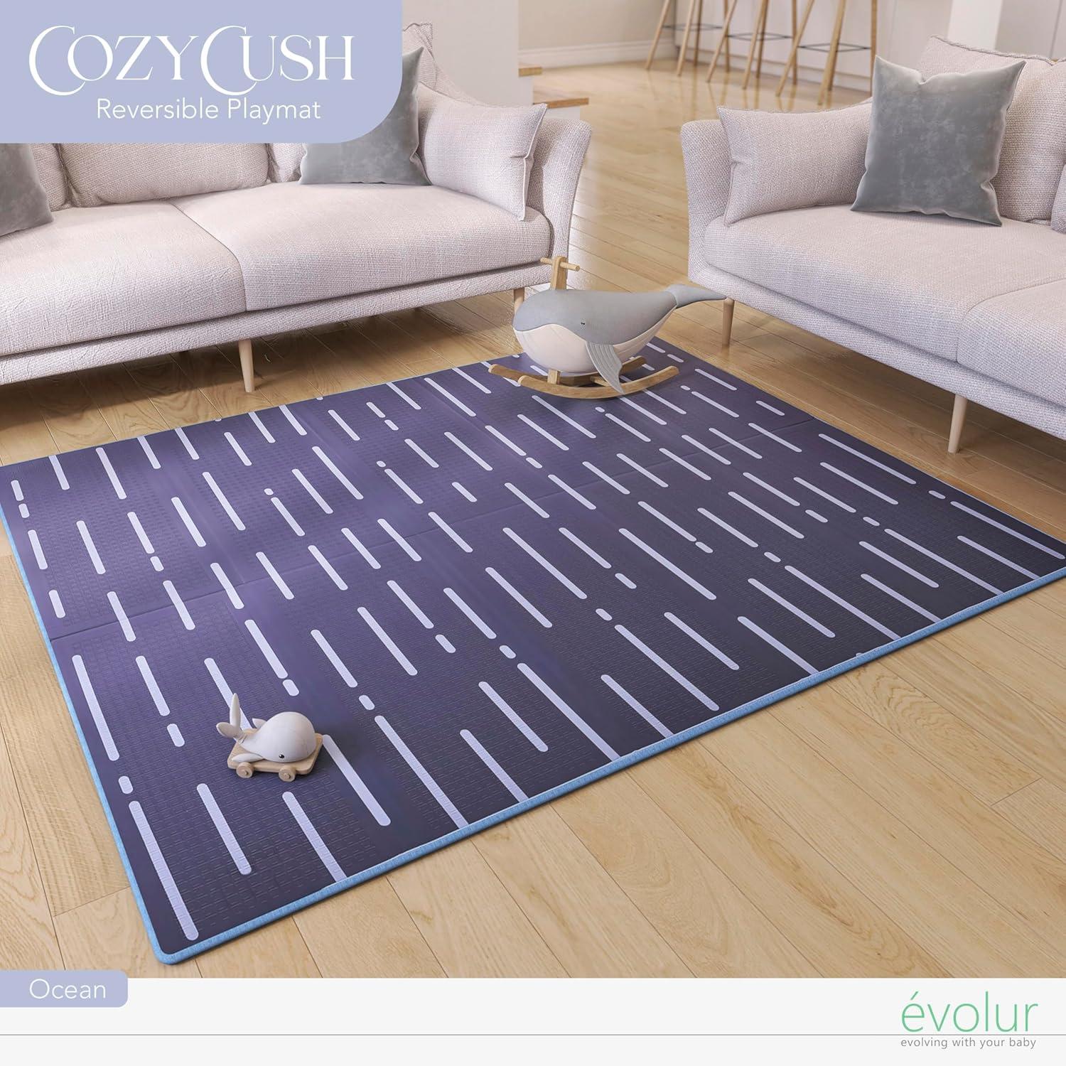 Evolur Cozycush Reversible Non-toxic Baby Kids Playmat|| Foldable Large Thick Foam Crawling Playmats For Toddlers|waterproof Portable Playmat For Babies | Yoga/picnic/game Mat|indoor/outdoor