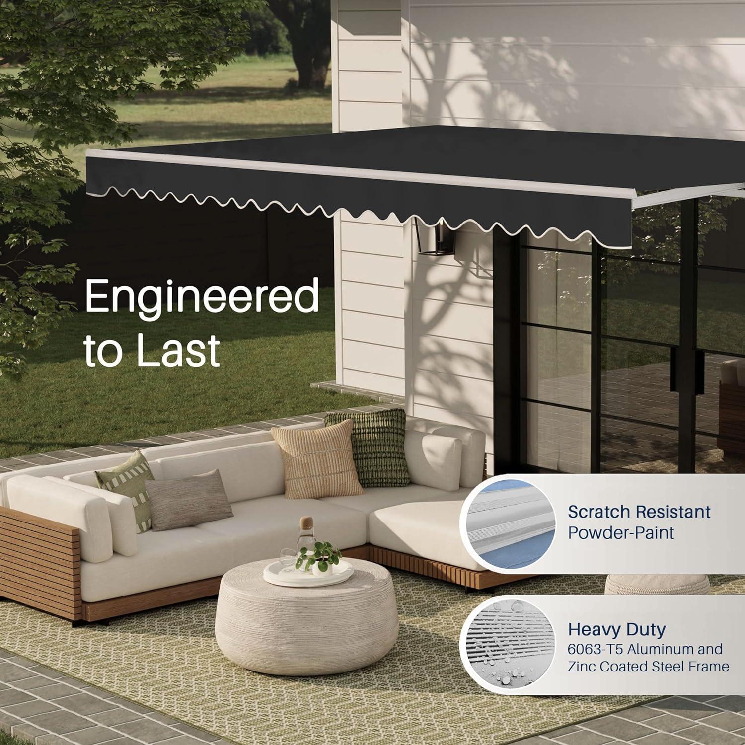 Motorized Retractable White Frame Patio Awning