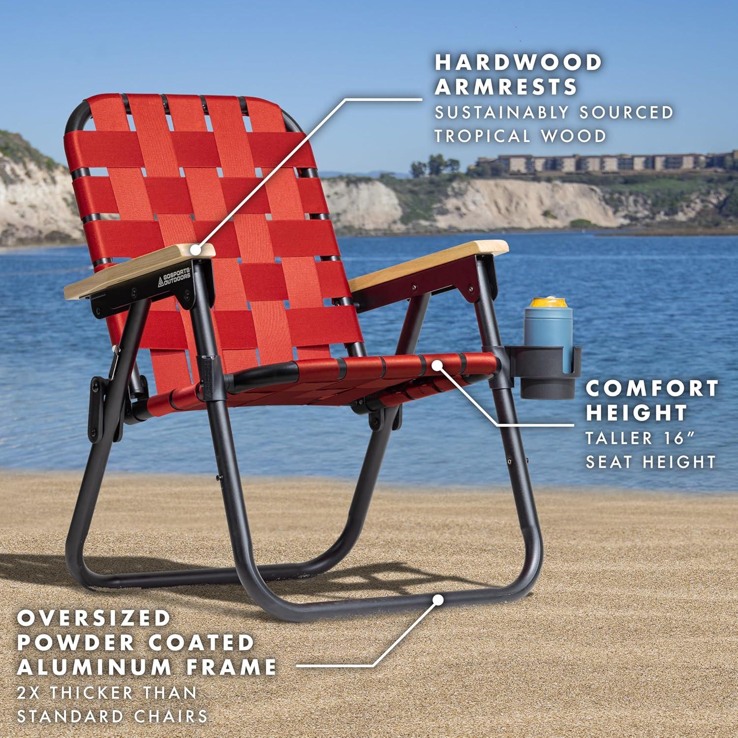 GoSports GoSports Outdoors WOVN Premium Beach & Camping Chair - Folding Backpack Chair for Adults