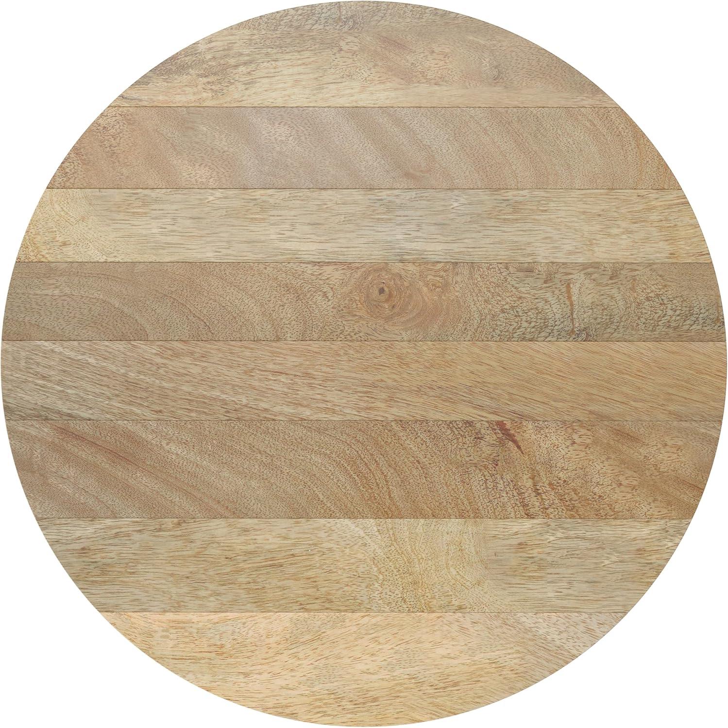 Simpli Home Millbury 36"W Solid Mango Wood Contemporary Round Drum Coffee Table, Fully Assembled