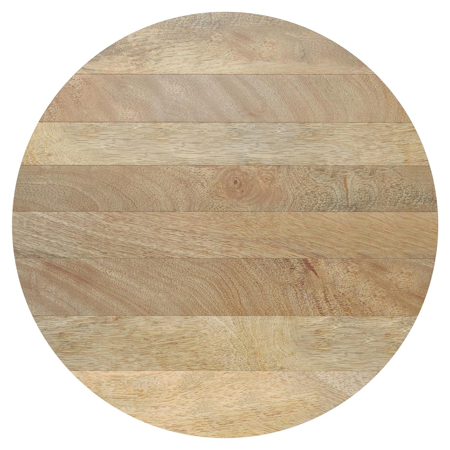 Simpli Home Millbury 36"W Solid Mango Wood Contemporary Round Drum Coffee Table, Fully Assembled