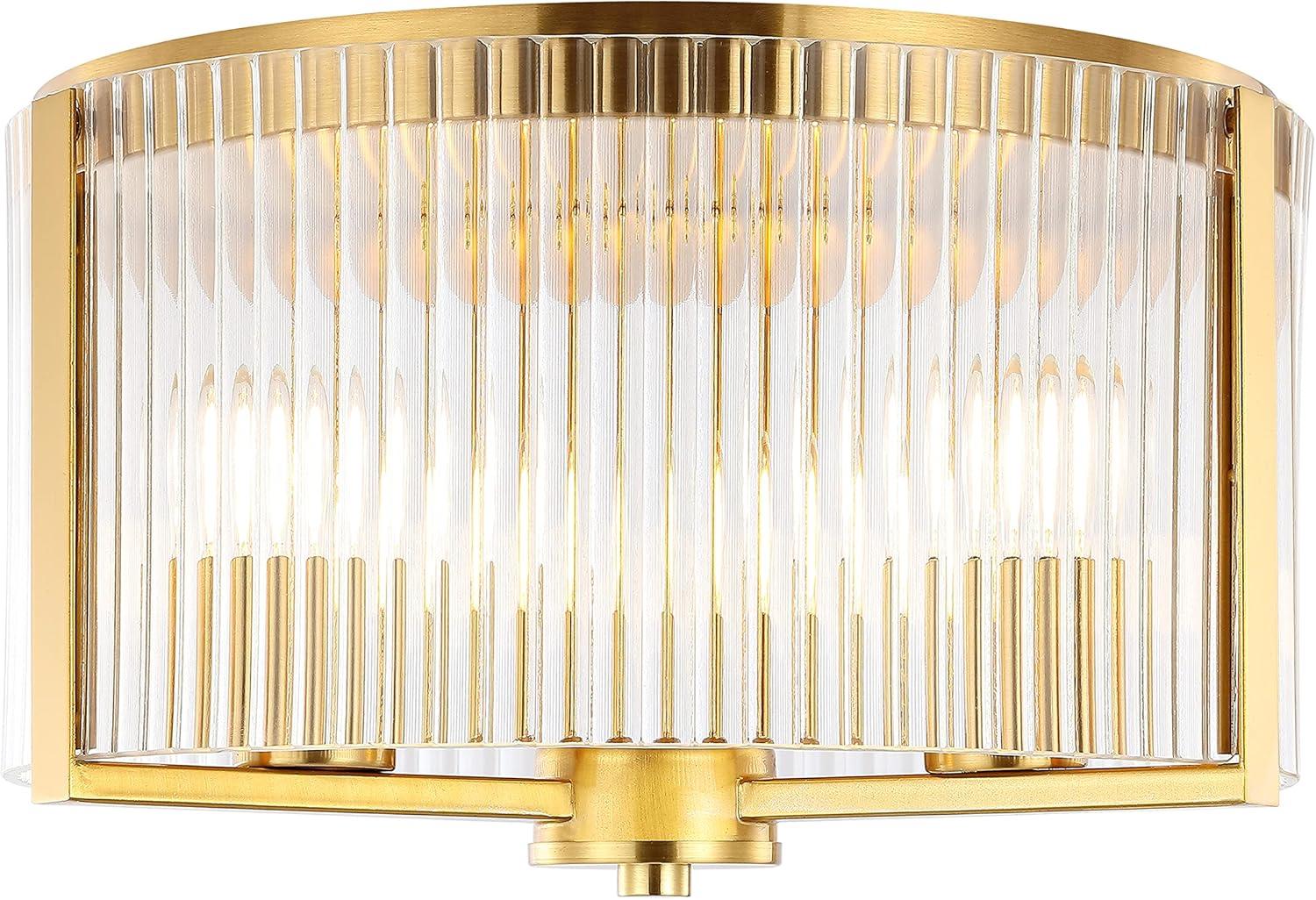 Jetra 3 Light 12.5" Flush Mount - Brass - Safavieh.