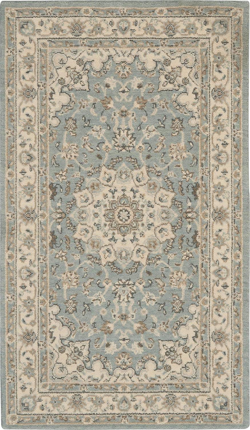 Darya Home Jessika Floral Traditional Aqua Area Rug