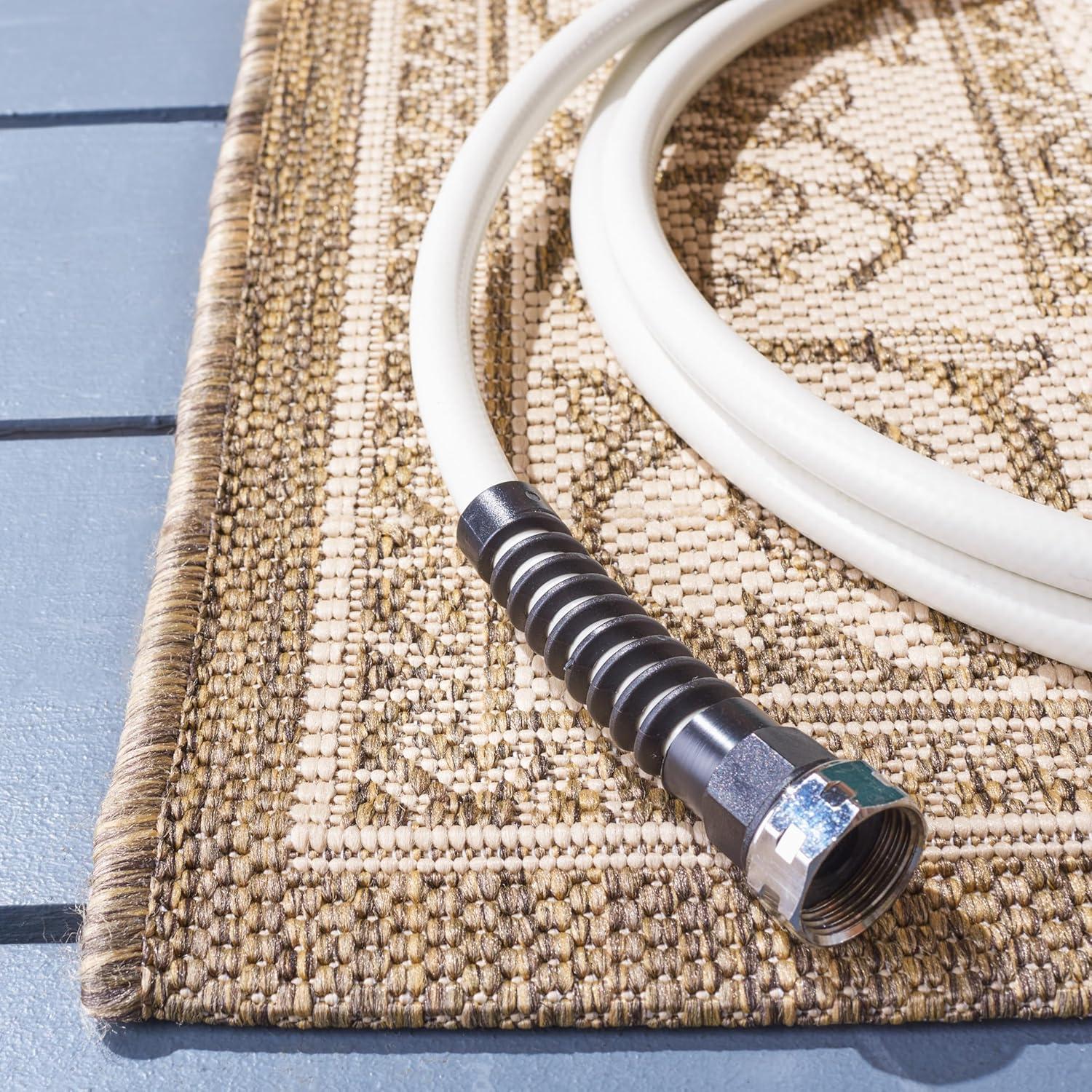 Courtyard CY1502 Power Loomed Indoor and Outdoor Area Rug - Natural/Brown - 4'x5'7" - Safavieh