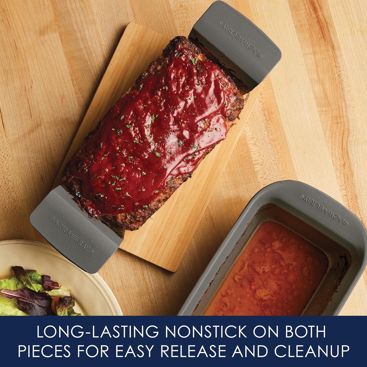 Rachael Ray Rachael Ray Bakeware Loaf / Meatloaf / Bread Pan with Removable Insert, 9 Inch x 5 Inch, Gray