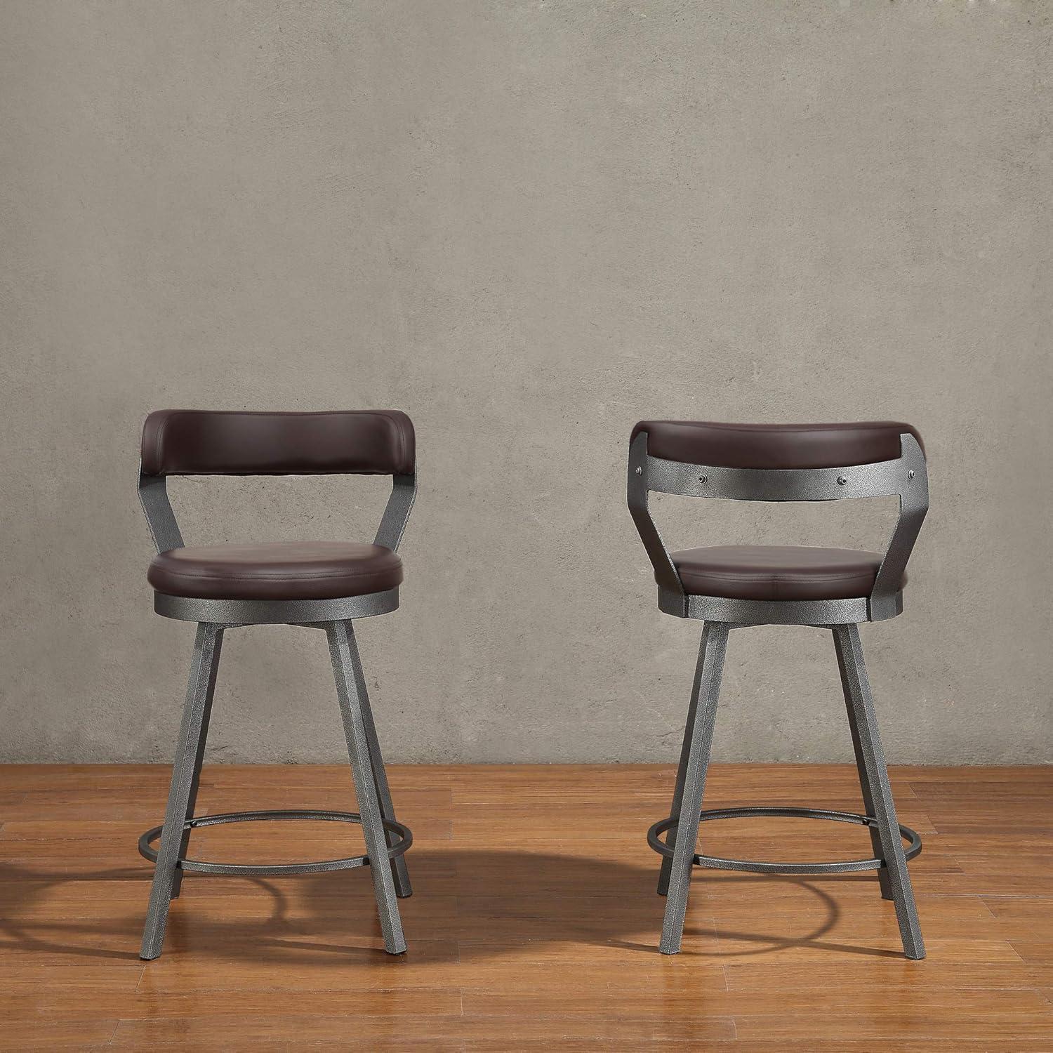 Lexicon Appert Metal Counter Height Swivel Stools in Dark Gray/Brown (Set of 2)