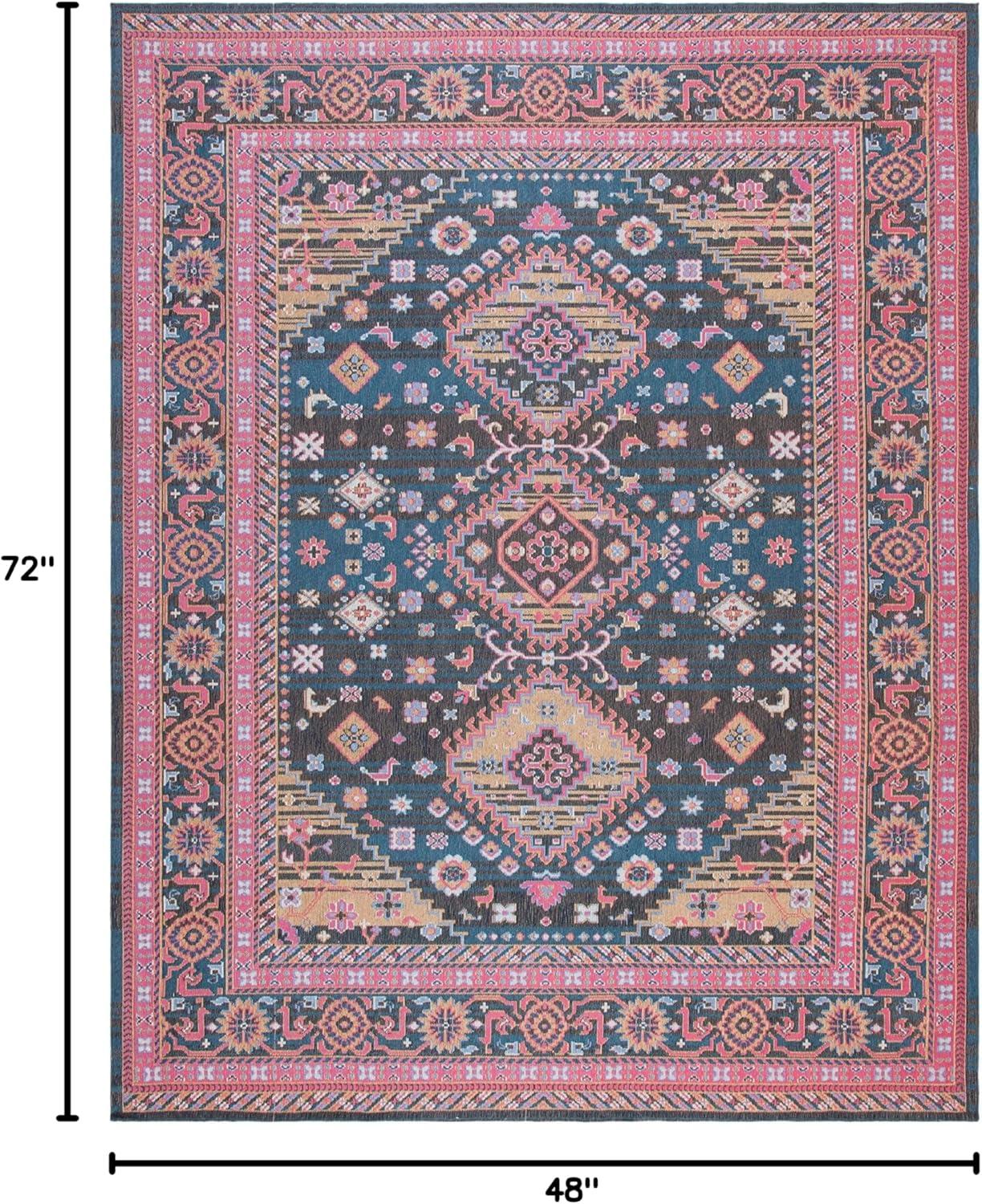 Classic Vintage CLV114 Power Loomed Area Rug - Navy/Pink - 4'x6' - Safavieh.