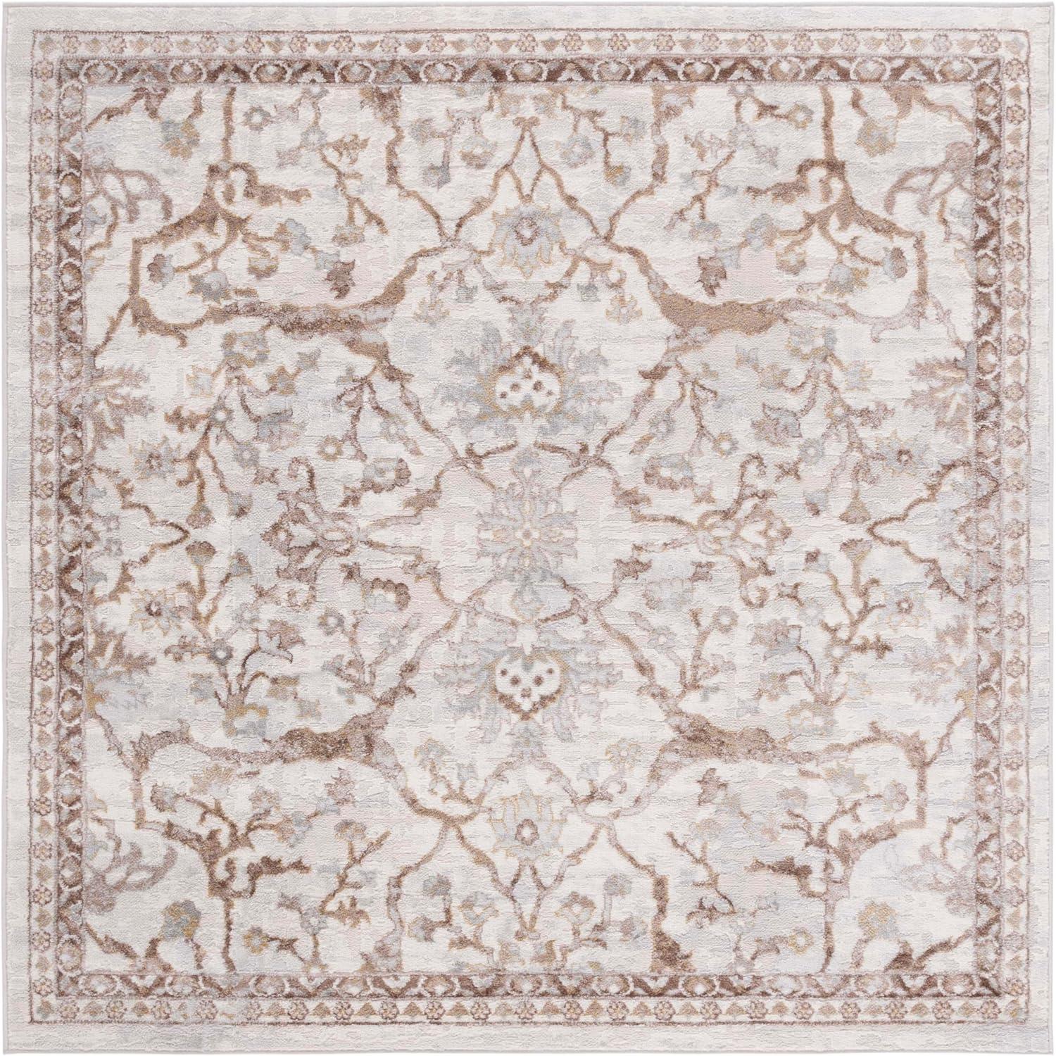 Palma PAM336 Power Loomed Indoor Area Rug - 5'3"x5'3" - Beige/Brown - Safavieh