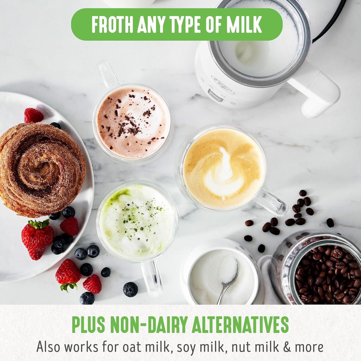 GreenLife GreenLife 10oz Electric Milk Frother, 4-in-1 Hot and Cold Milk Warmer and Steamer, PFOA / PFAS Free