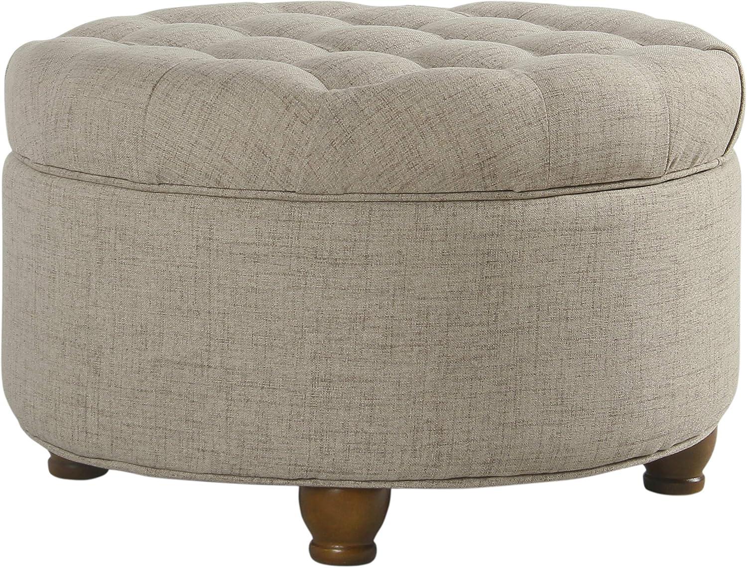 Large Tufted Round Storage Ottoman - HomePop