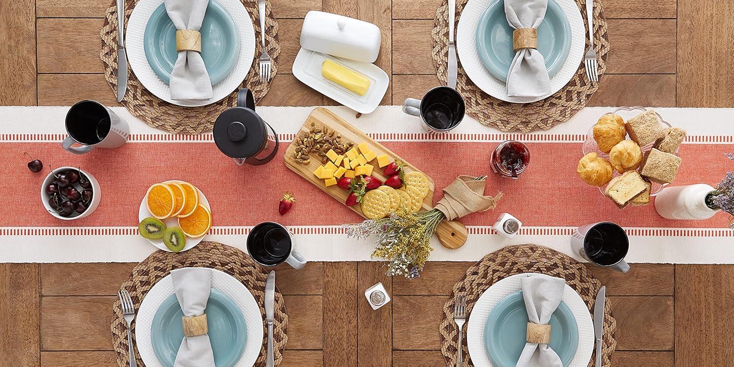 Spice Dobby Stripe Ribbed Table Runner 13x72