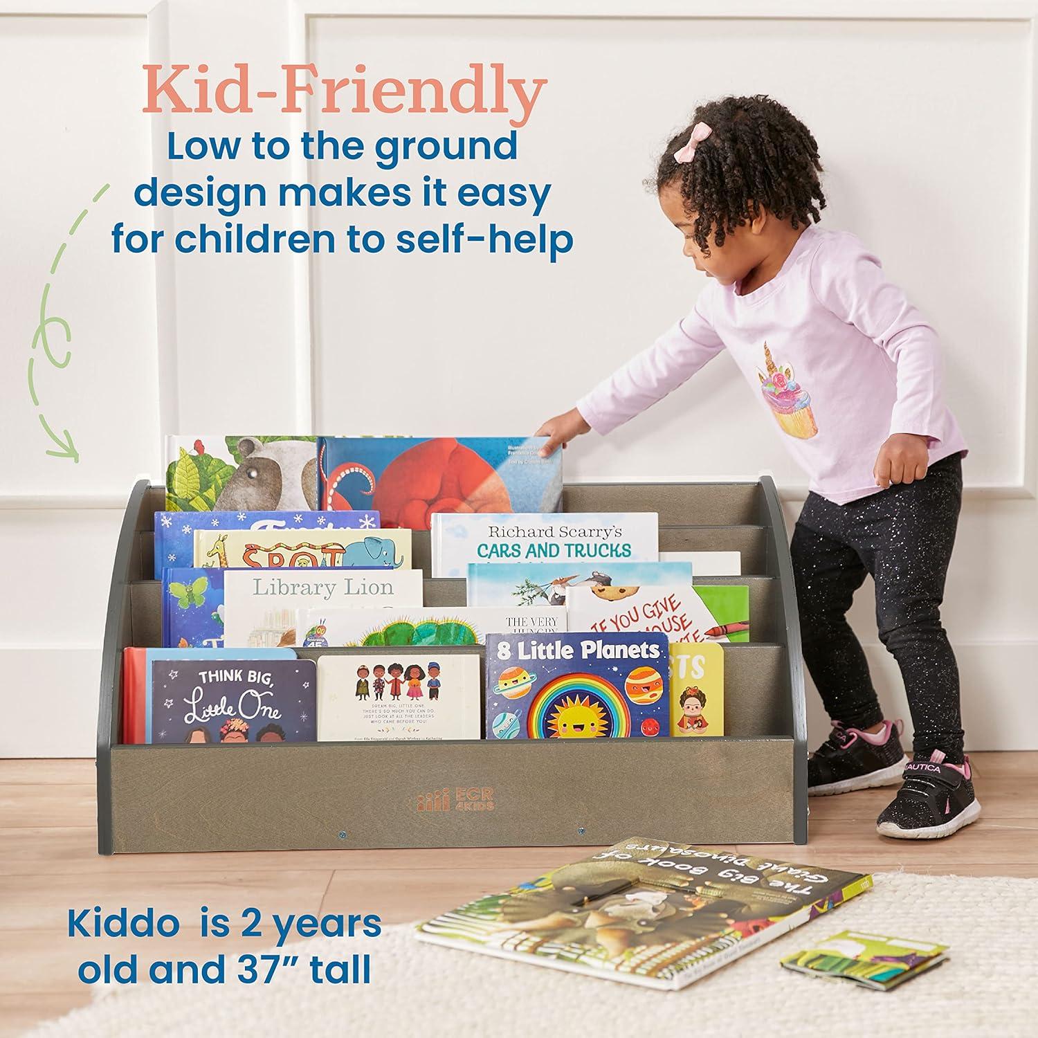 ECR4Kids Toddler Book Display, Grey Wash