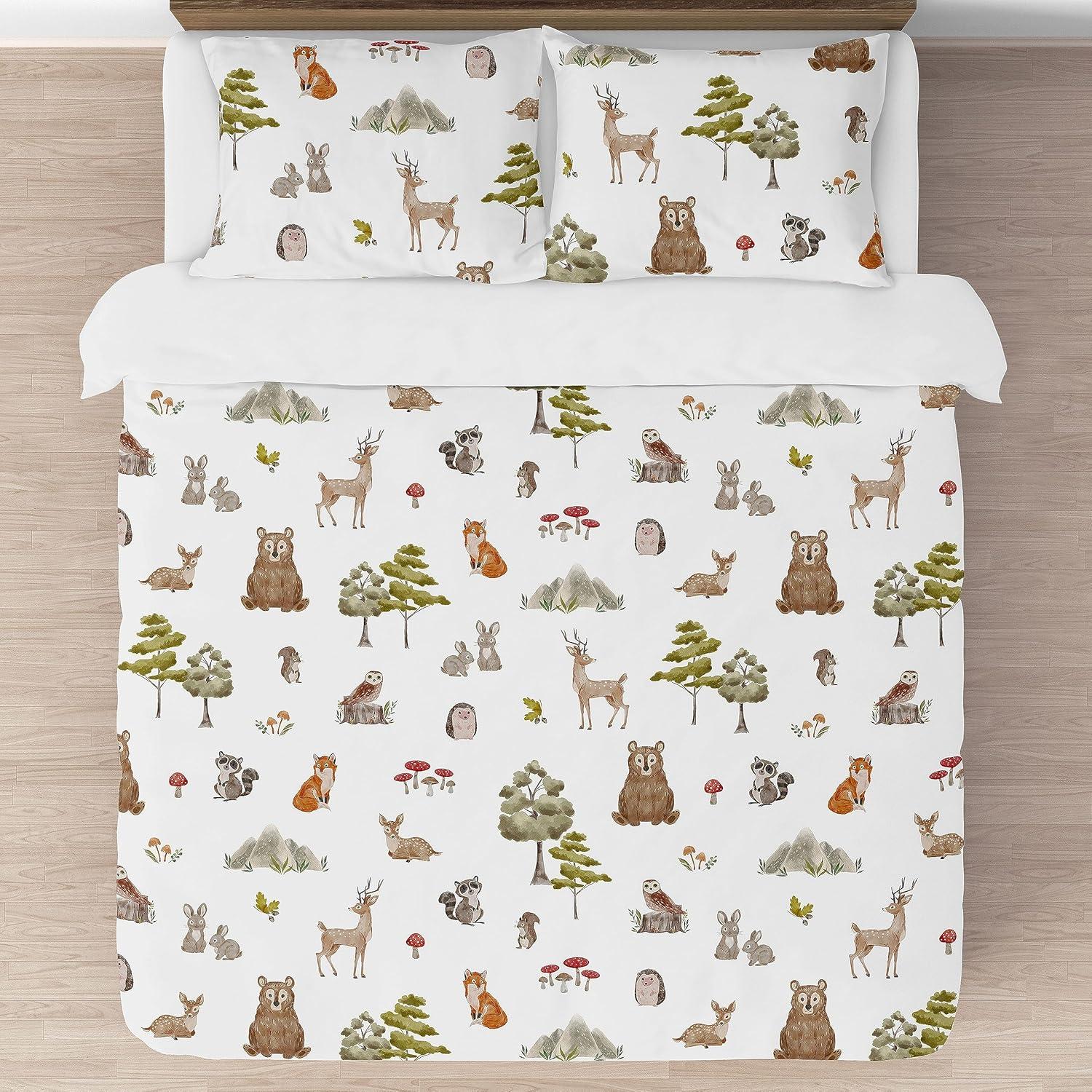 Watercolor Woodland Forest Animals Full / Queen Comforter Set by Sweet Jojo Designs