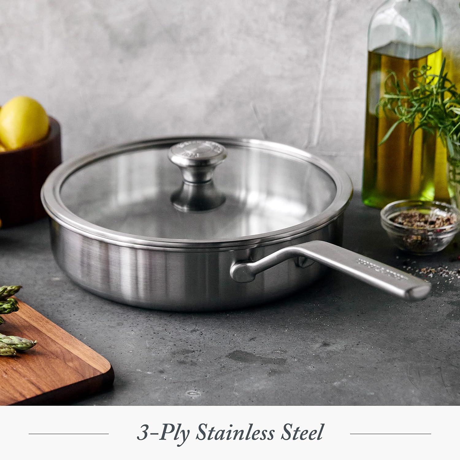 Stainless Steel 3.5QT Saute Pan with Glass Lid