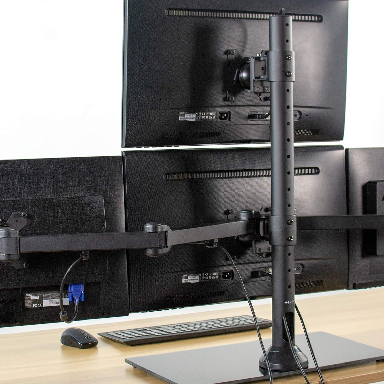 VIVO Steel Quad Freestanding 3 + 1 Monitor Mount | 4 Screens up to 24"