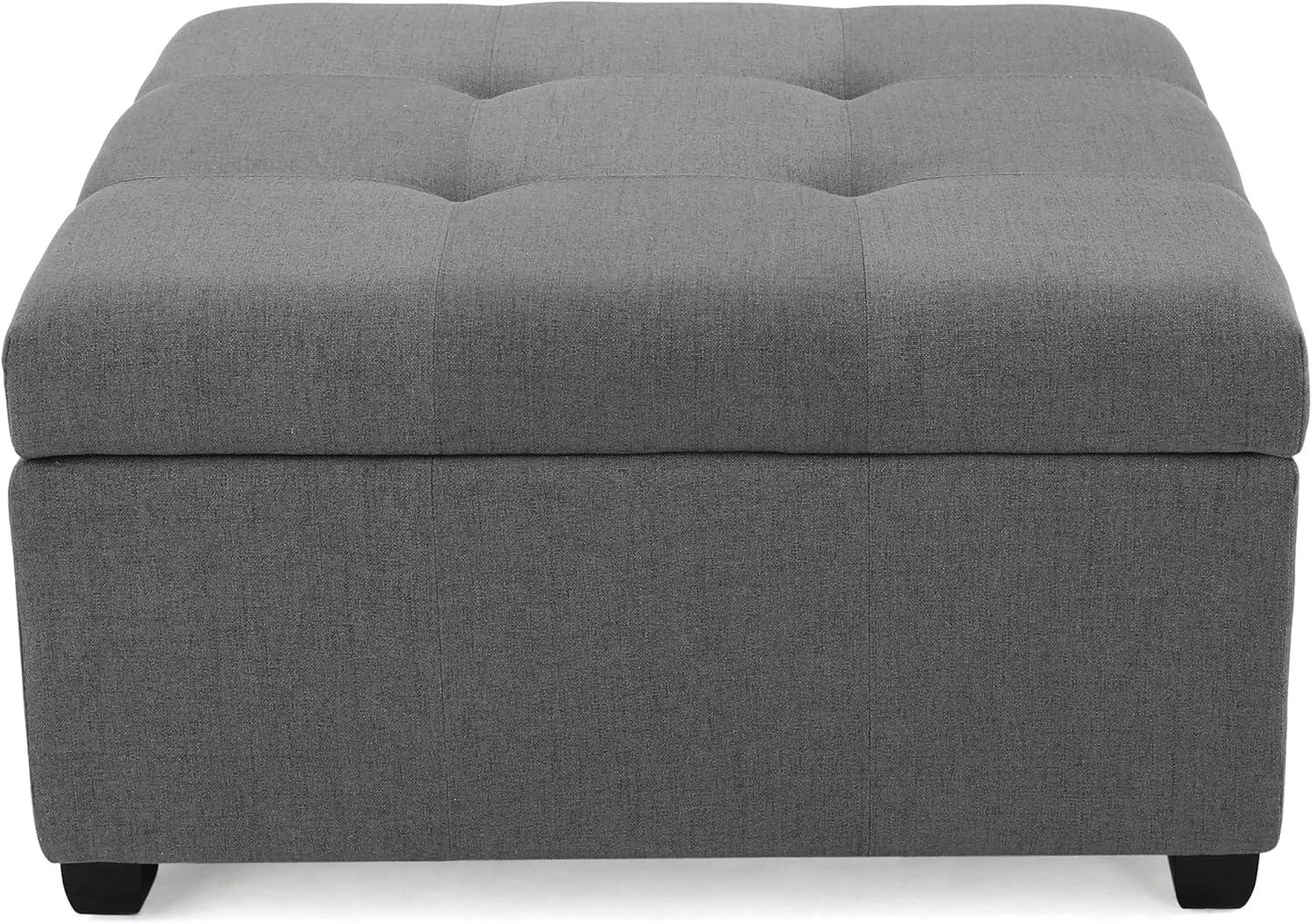 Carlsbad Dark Gray Tufted Fabric Storage Cocktail Ottoman