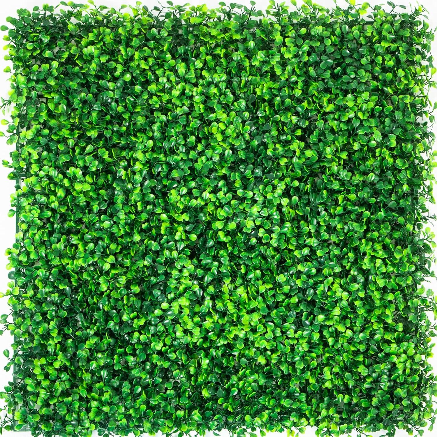 12 pcs 20"*20" Artificial Grass Boxwood Wall Hedge Mat Privacy Fence Decor Panel (Medium Green)