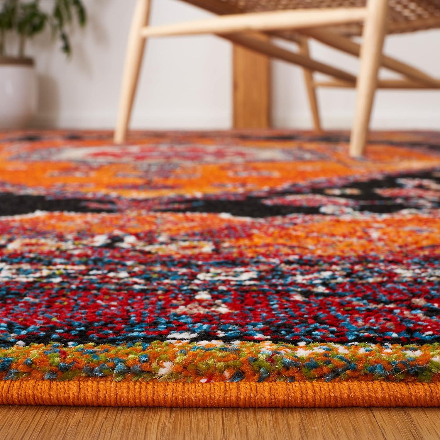 Vintage Hamadan VTH204 Power Loomed Area Rug - Orange/Black - 4'x6' - Safavieh.
